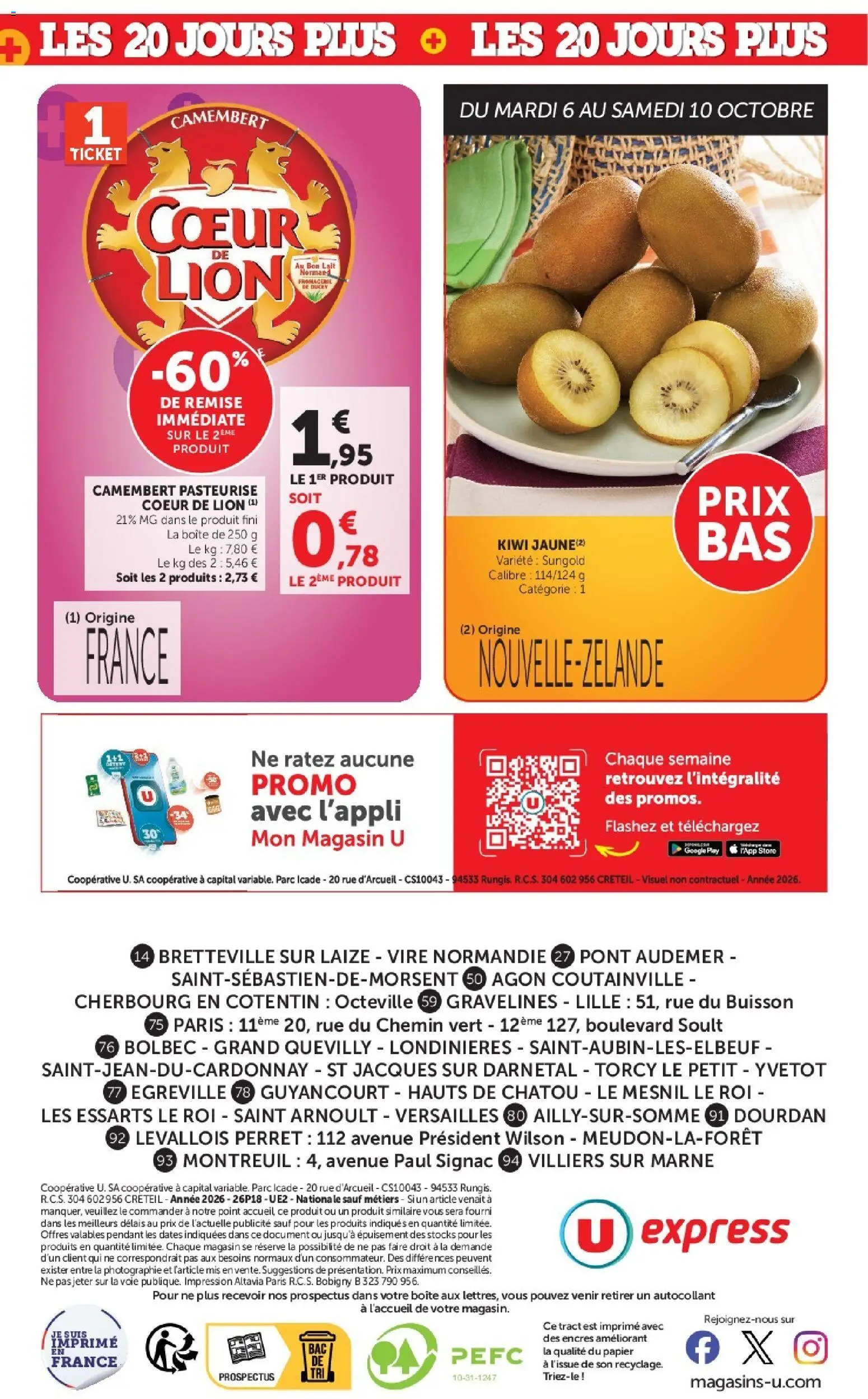 {H1} | Page: 20 | Produits: Cœur de Lion, Impression, Lait, Camembert