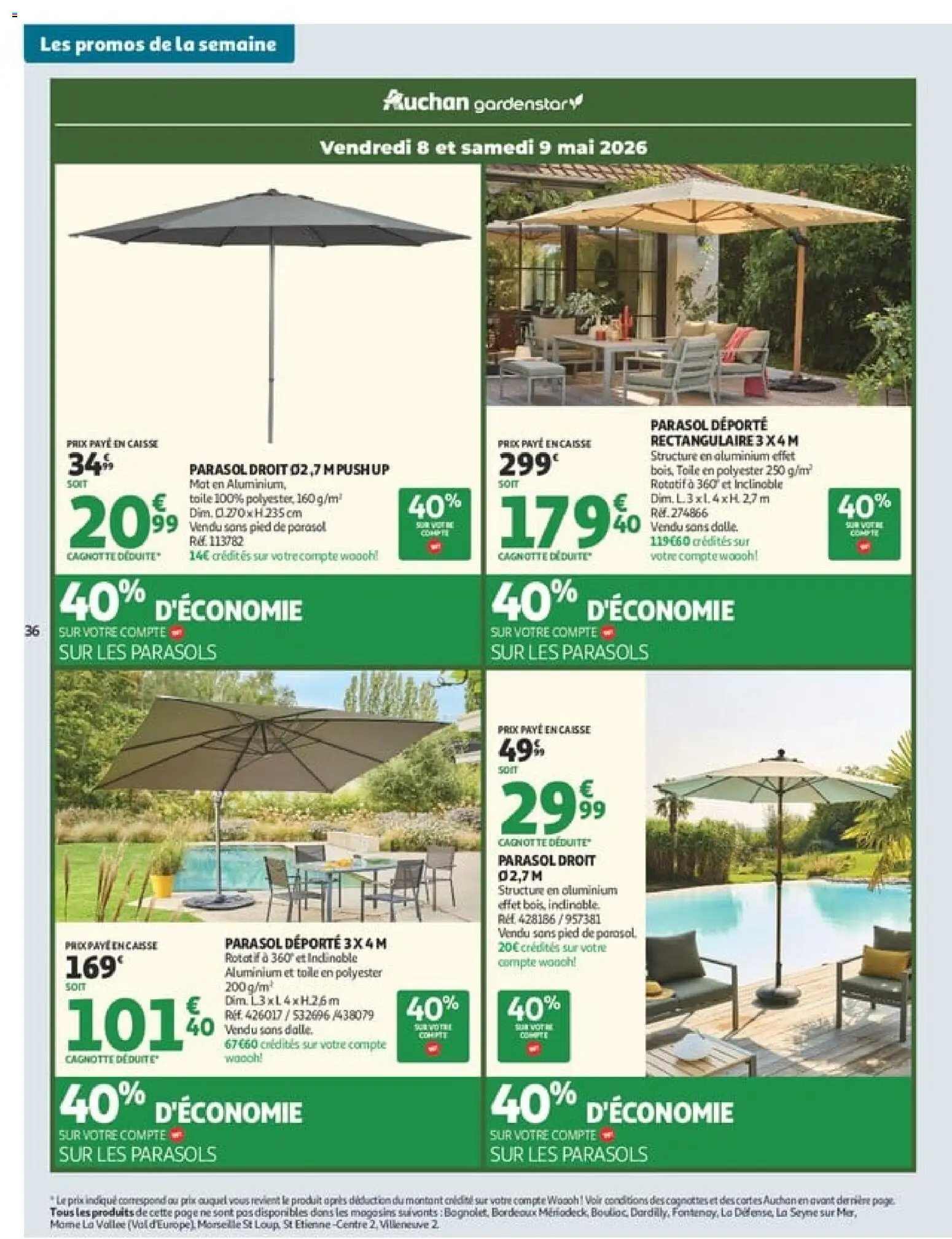 {H1} | Page: 36 | Produits: Parasol déporté, Parasol, Pied de parasol