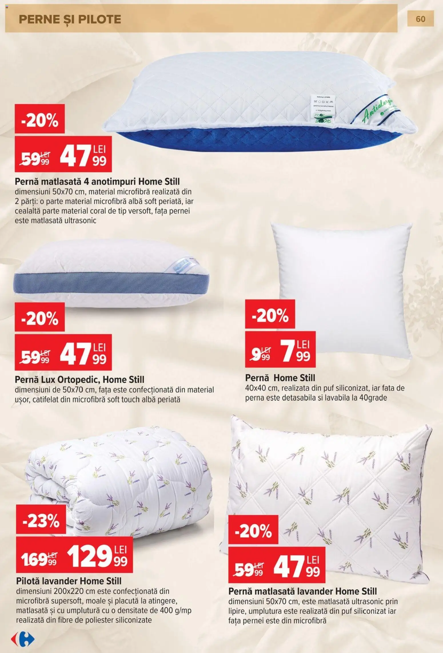Noul catalog Carrefour – valabil de la 23.09.2026 | Pagină: 61 | Produse: Home Still, Pernă, Pilotă, Lux