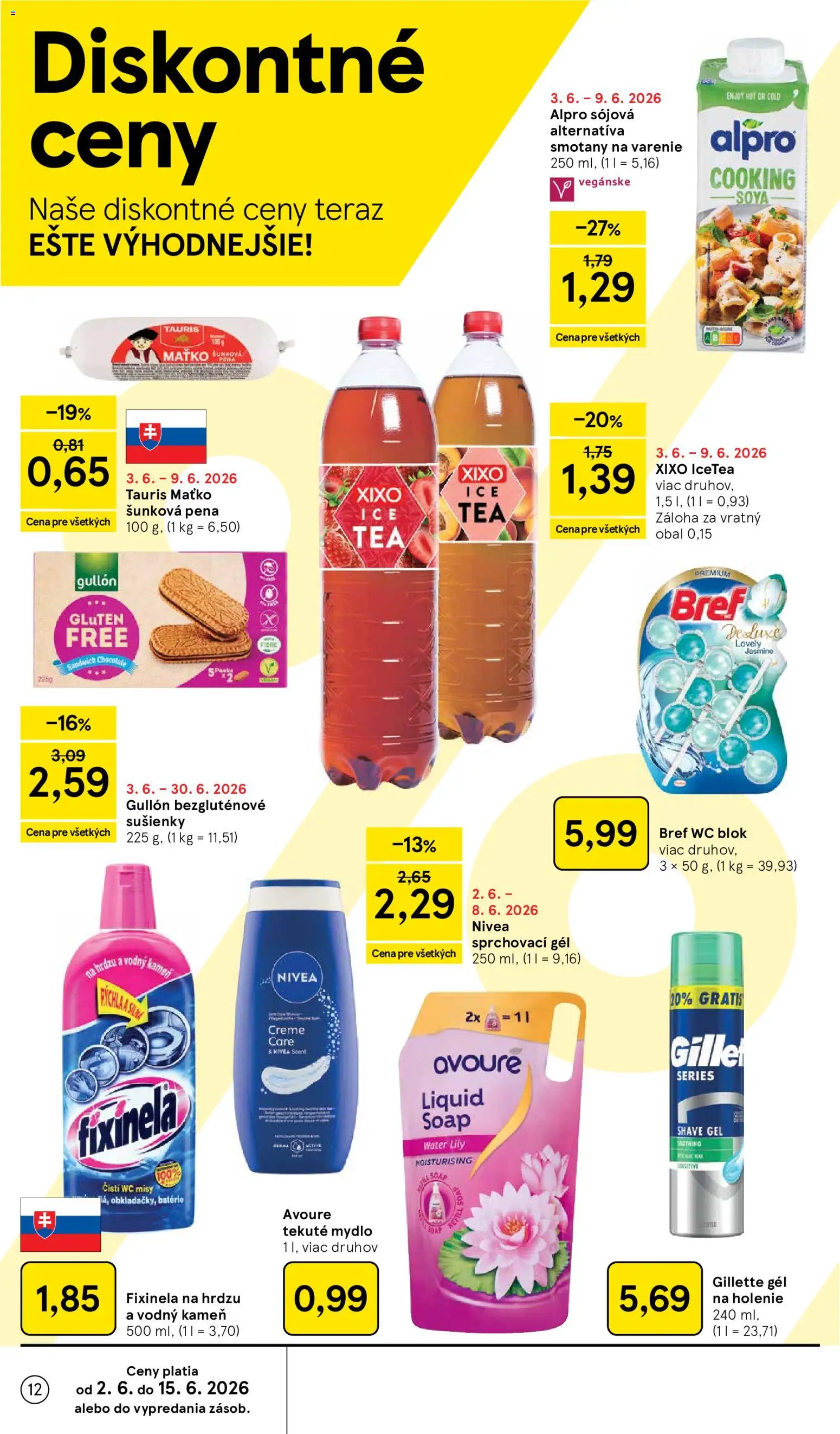 Nové Tesco akcie – leták je platný od 03.06.2026 | Strana: 12 | Produkty: Nivea, Batérie, Mydlo, Wc blok