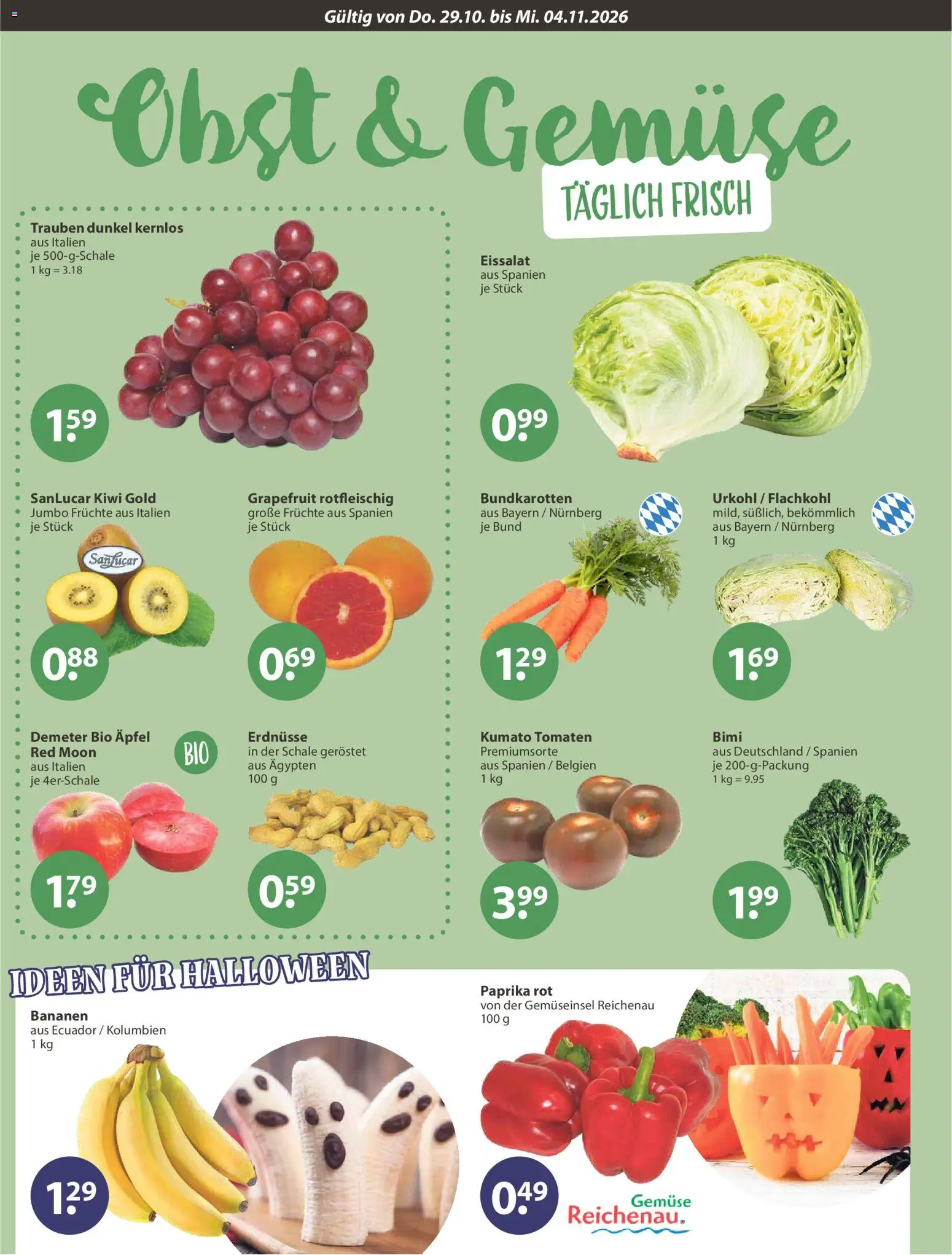V-Markt Angebote – gültig ab 29.10.2026 | Seite: 4 | Produkte: Paprika rot, Tomaten, Grapefruit, Eissalat
