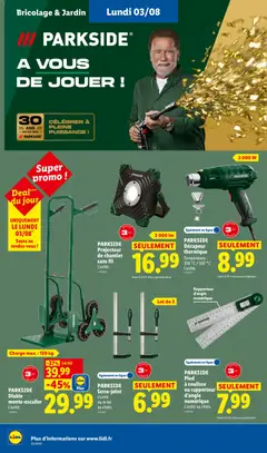 LIDL - Prévisualisation de PARKSIDE Décap'eur thermique, PARKSIDE Décap'eur thermique Température : 350°C / 550°C L'unité. valide à partir de 30/07/2026 | Page: 44 | Produits: Projecteur