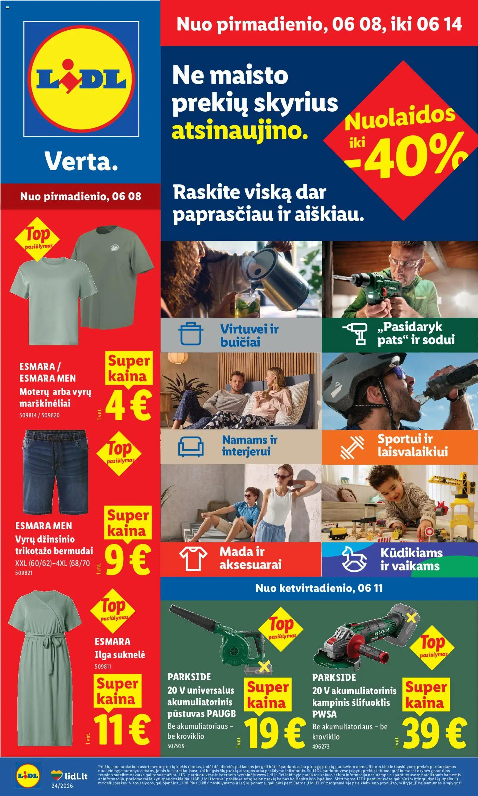 LIDL akcijos nuo 08.06.2026 | Puslapis: 1 | Prekių: Suknelė, Marškinėliai