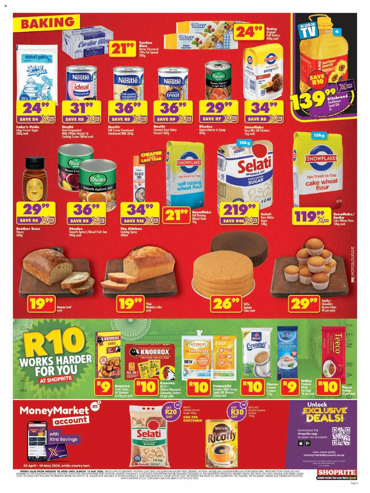 New Shoprite catalogue – valid from 20.04.2026 | Page: 5 | Products: Cake, Condensed milk, Cream, Stock