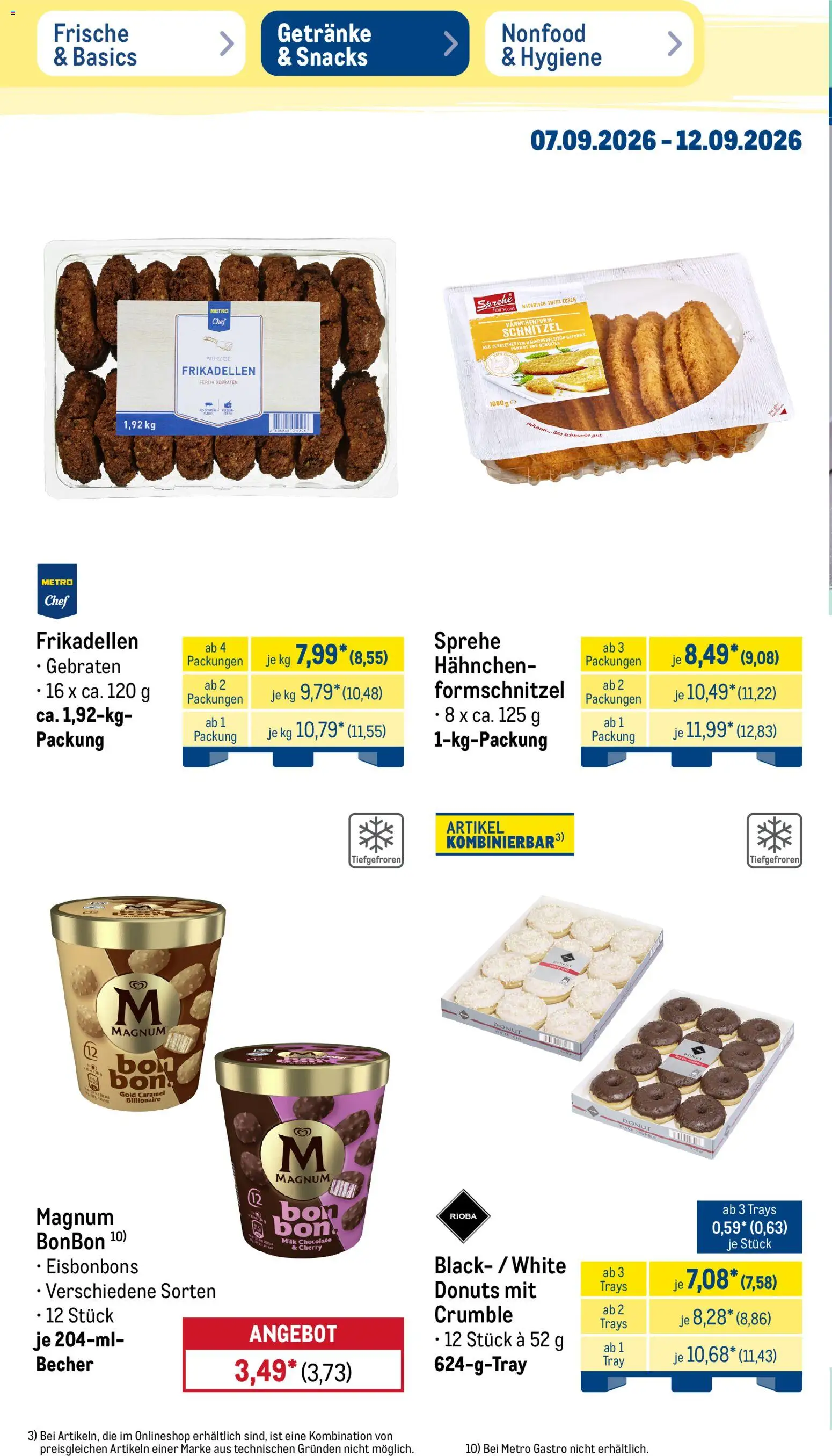 Metro Prospekt – gültig ab 07.09.2026 | Seite: 38 | Produkte: Hahnchen, Schnitzel, Donuts