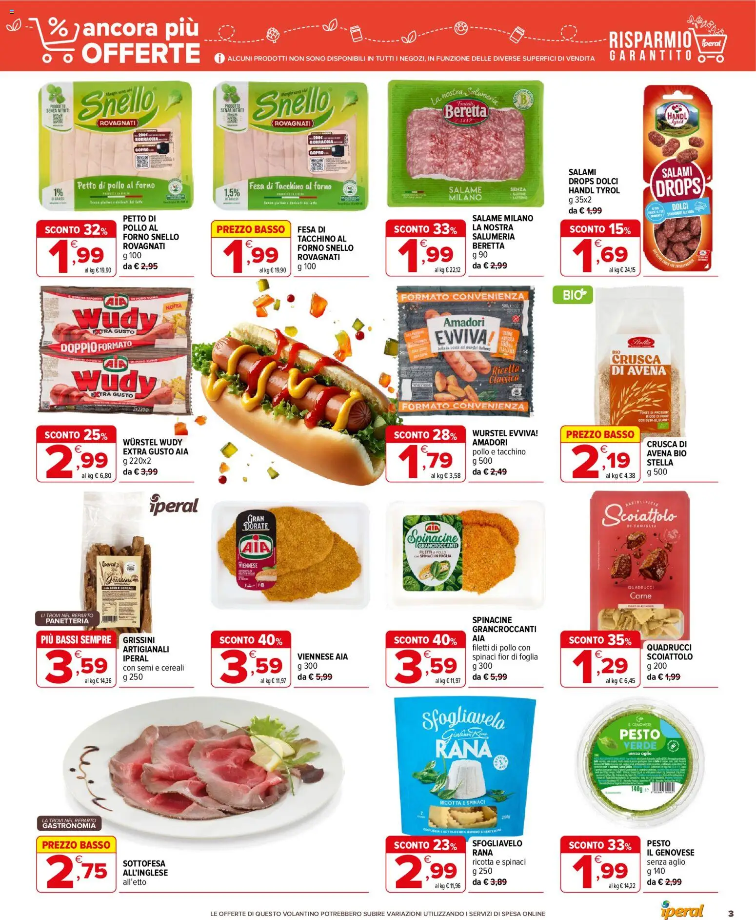 Volantino Iperal del 01/07/2026 | Pagina: 3 | Prodotti: Petto di Pollo, Salame, Cereali, Grissini