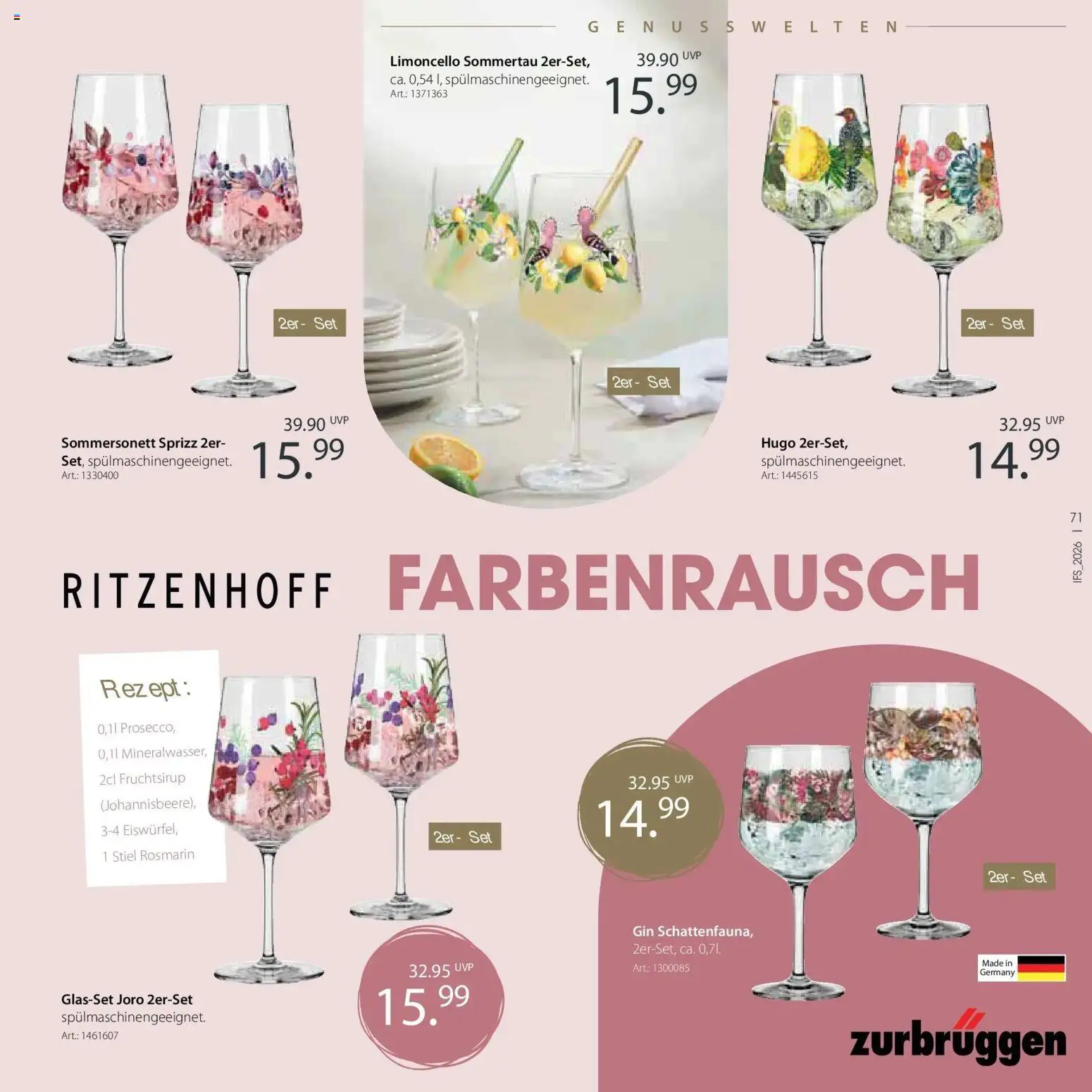 Zurbrüggen Frühlings-Boten für dein zuhause (ab 14.04.2026) zum Blättern | Seite: 69 | Produkte: Limoncello, Gin, Hugo