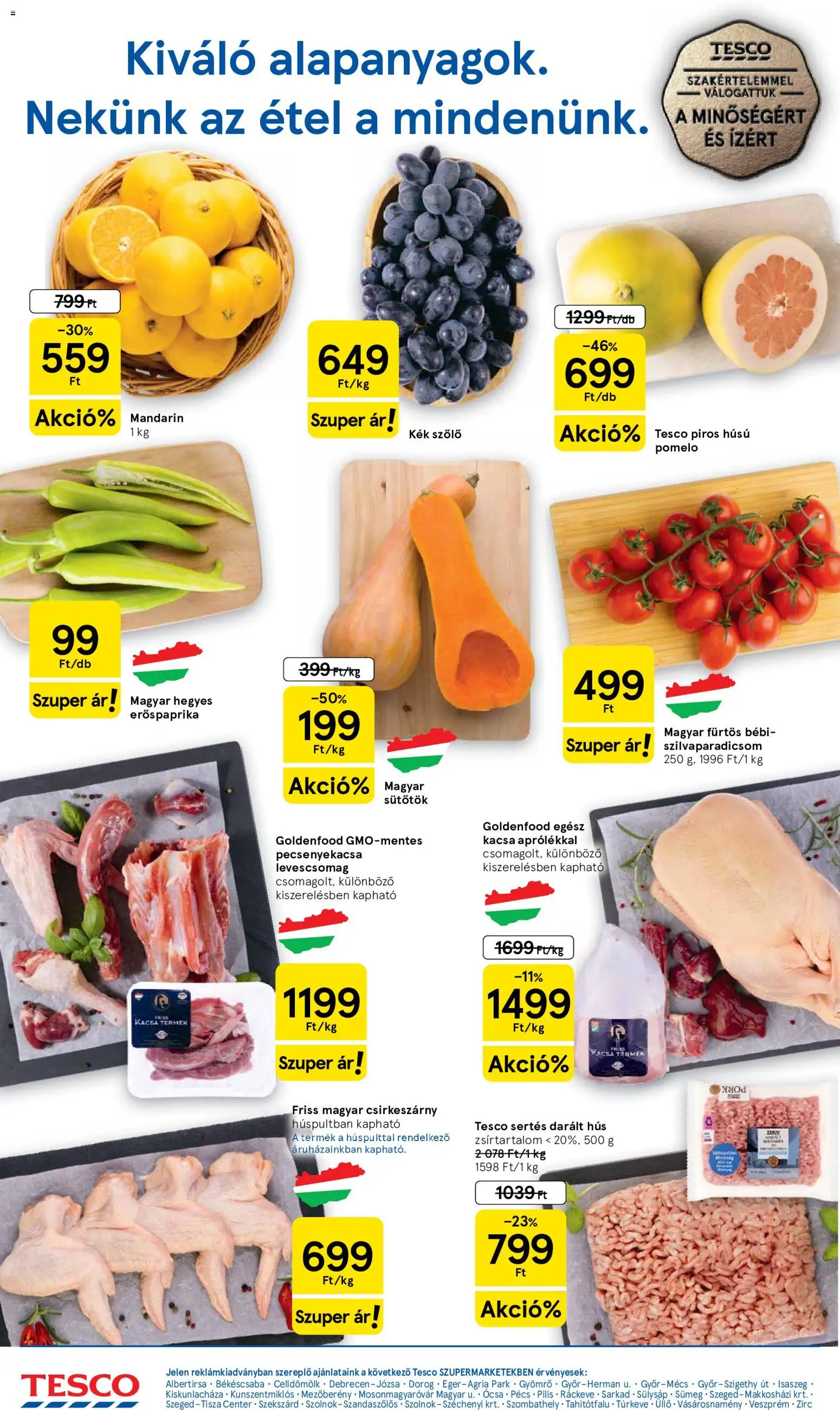Tesco akciós ujság - amely érvényes a következő dátumtól: 2026.10.29. | Oldal: 2 | Termékek: Darált hús, Hús, Levescsomag, Kacsa
