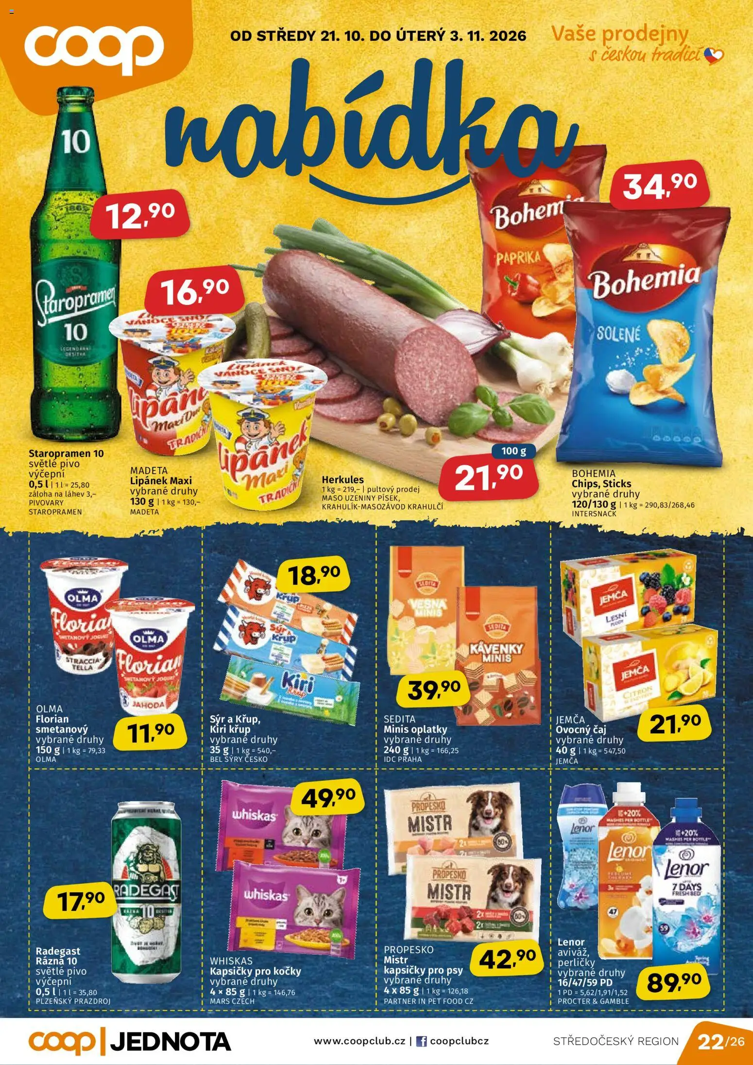 Coop leták - Středočeský region od 21.10.2026 | Strana: 1 | Produkty: Staropramen 10, Sýr, Propesko, Paprika