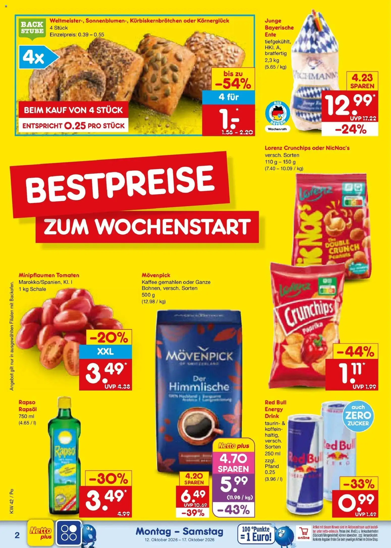 Netto Marken-Discount Prospekt Amberg (ab 12.10.2026) » Angebote | Seite: 2 | Produkte: Energy, Kaffee, Rapsöl, Tomaten