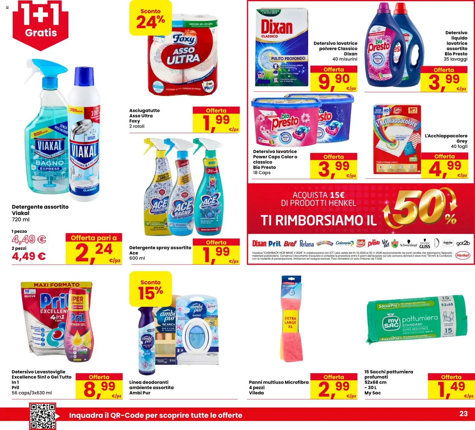 Volantino Eurospar del 29/10/2026 | Pagina: 23 | Prodotti: Detergente, Lavatrice, Fiori, Asciugatutto