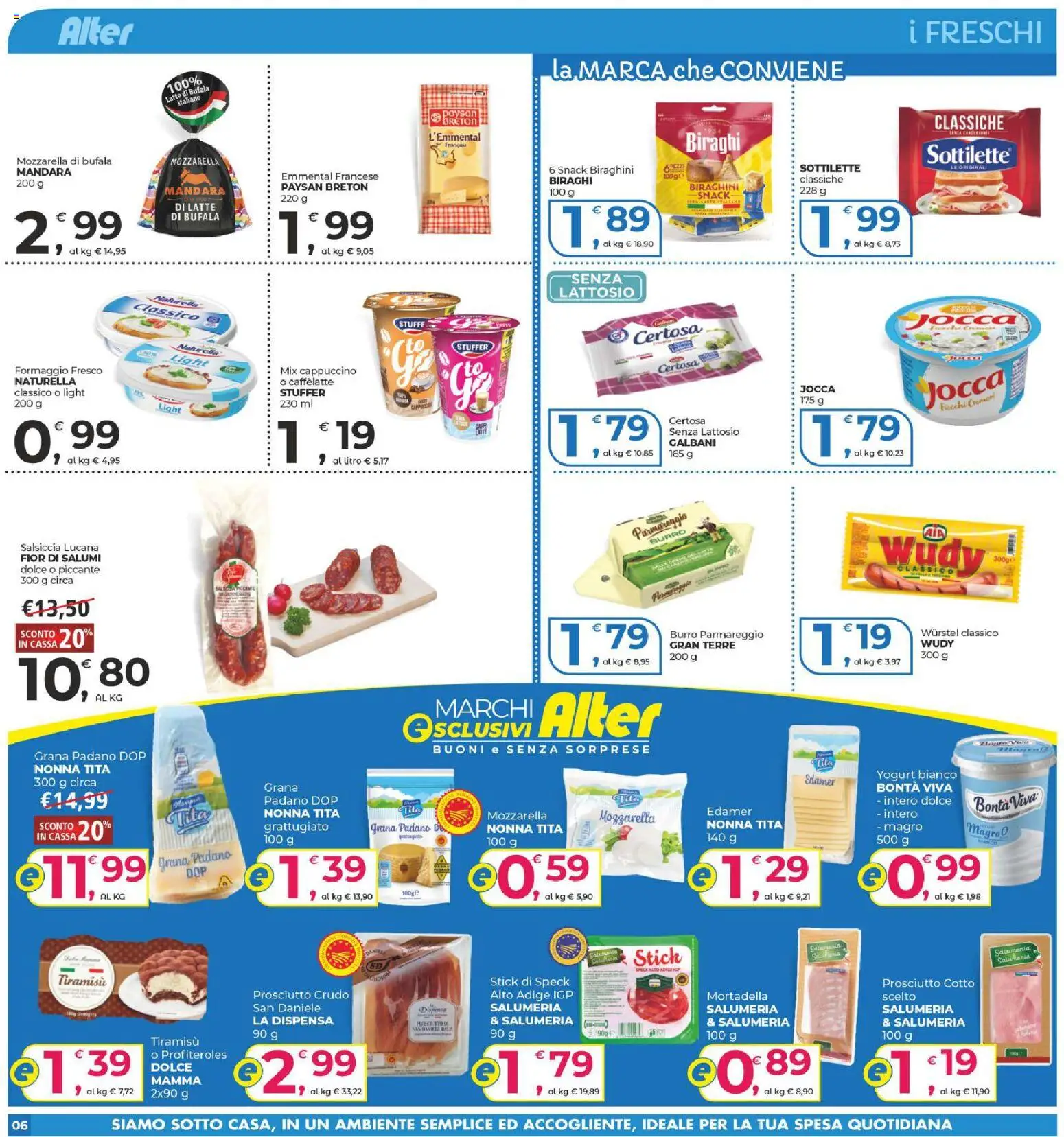 Volantino Alter Discount del 15.05.2026 | Pagina: 6 | Prodotti: Salsiccia, Burro, Grana Padano, Emmental