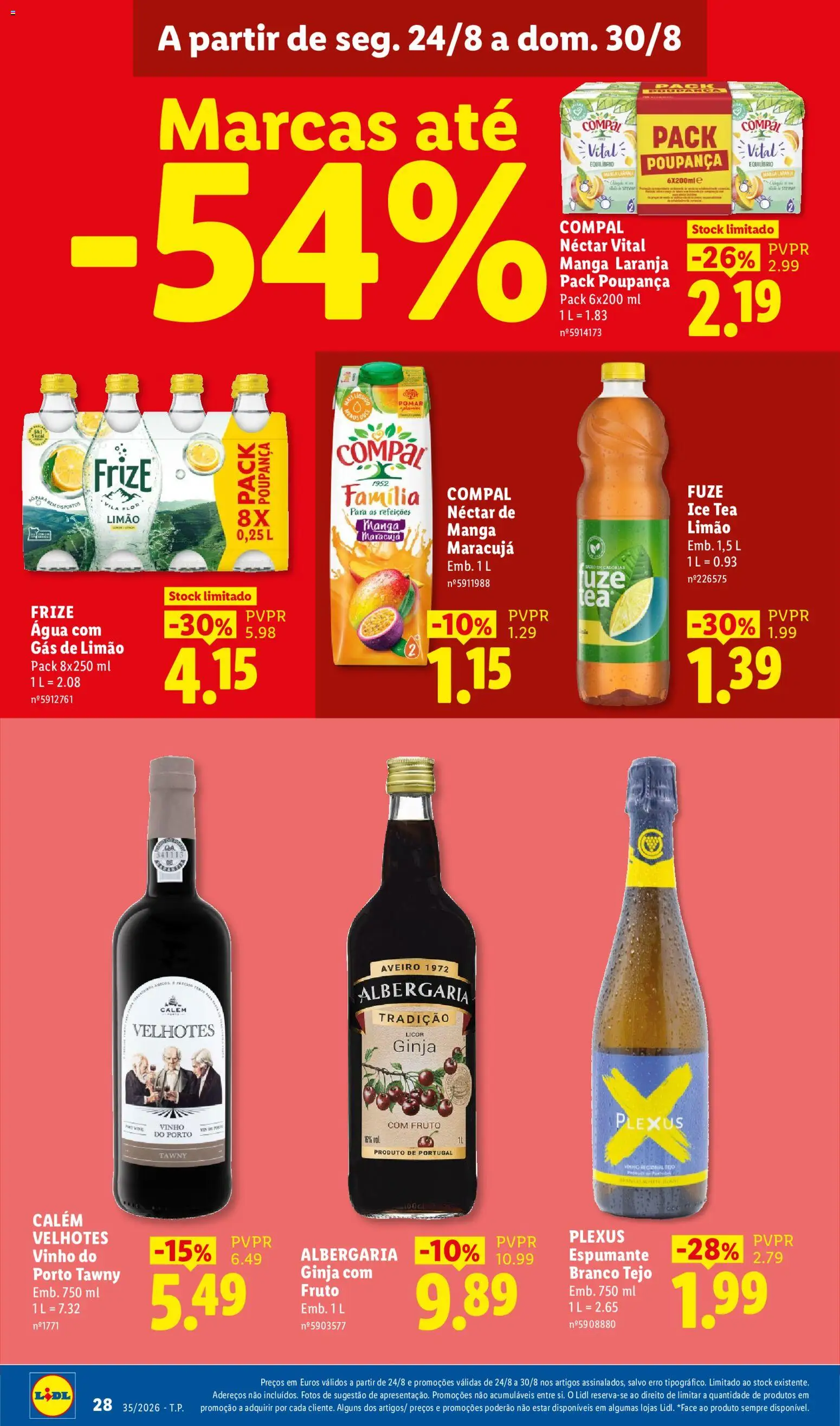 Lidl folheto │ válido de 24/08/2026 | Página: 28 | Produtos: Agua, Manga, Licor, Água com gás