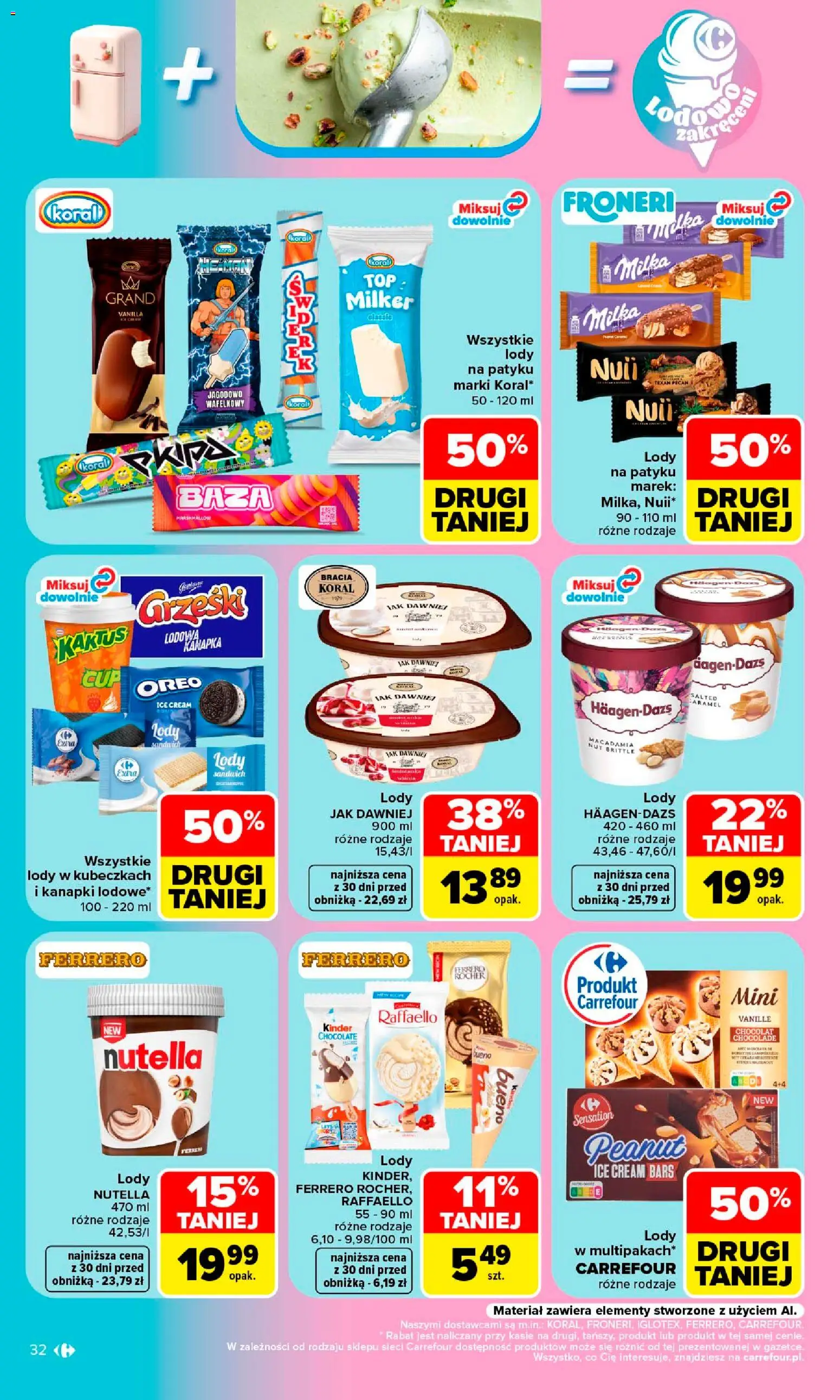 Carrefour gazetka od 10.08.2026 | Strona: 34 | Produkty: Raffaello, Milka, Lody na patyku, Lody