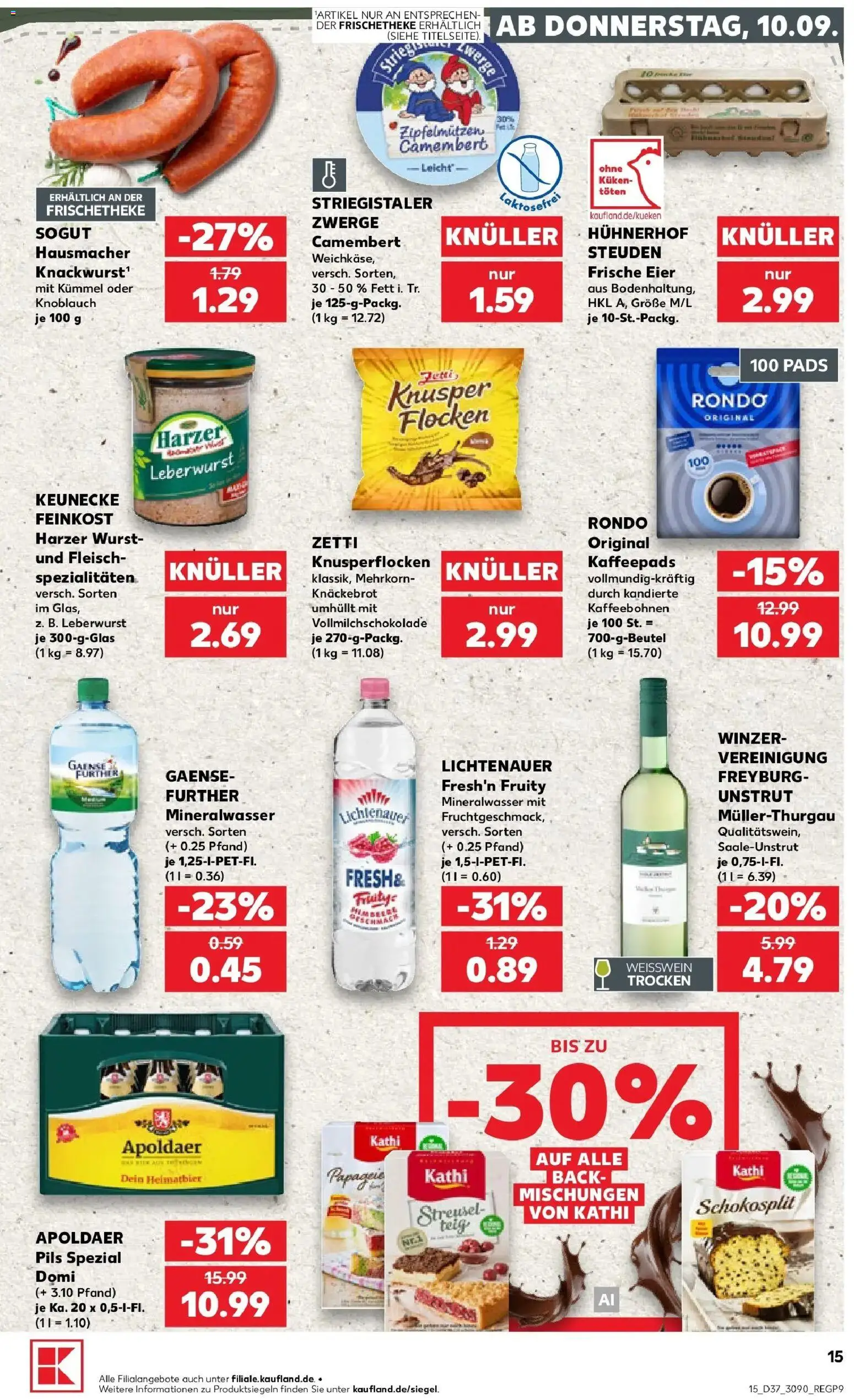 Prospekt Kaufland ab 10.09.2026 » Angebote Online zum Blättern | Seite: 15 | Produkte: Kaffeepads, Mineralwasser, Knoblauch, Fleisch