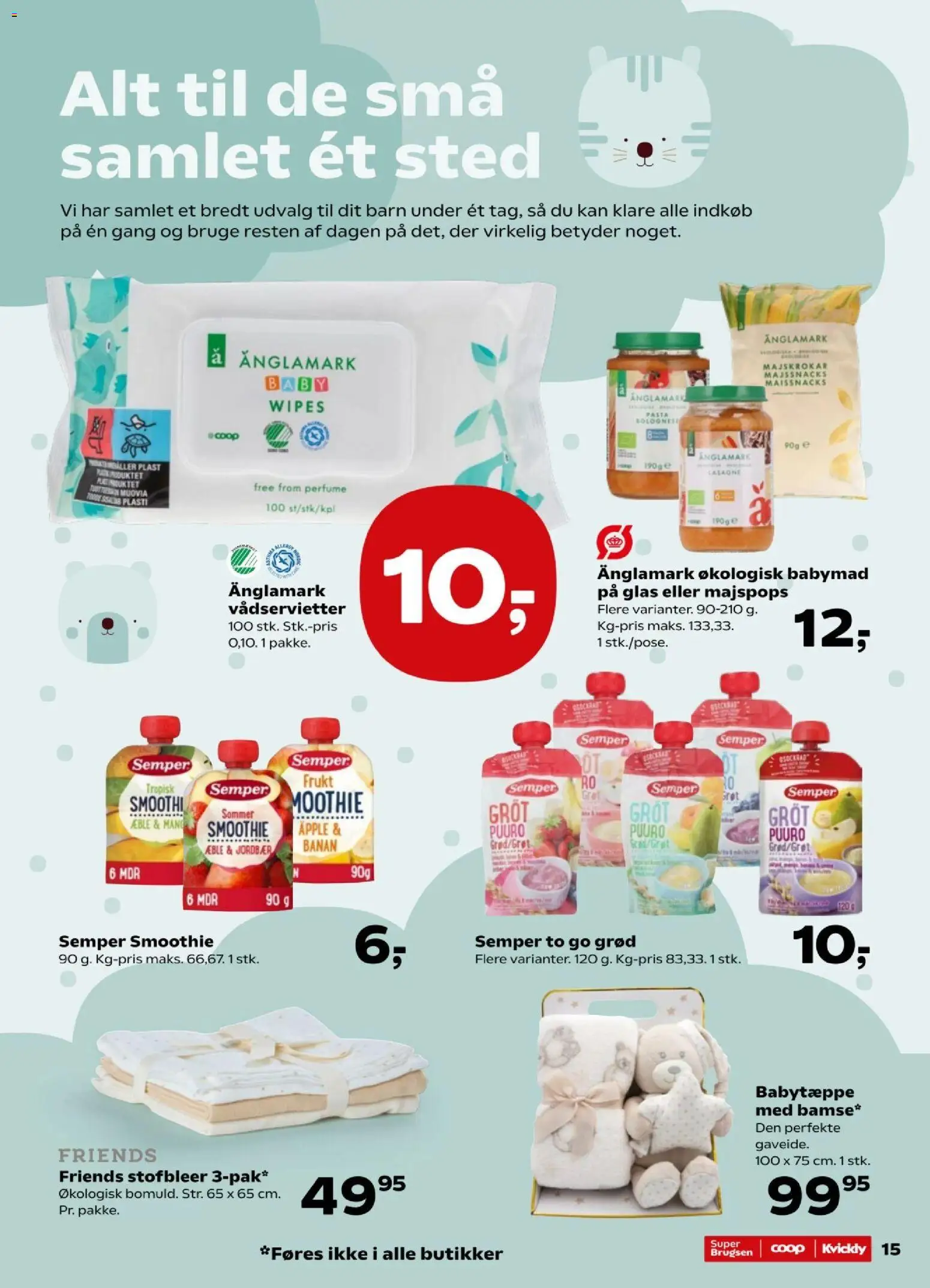 Super Brugsen tilbudsavis – gyldig fra 09/10/2026 | Side: 15 | Produkter: Jordbær, Babymad, Smoothie, Lasagne
