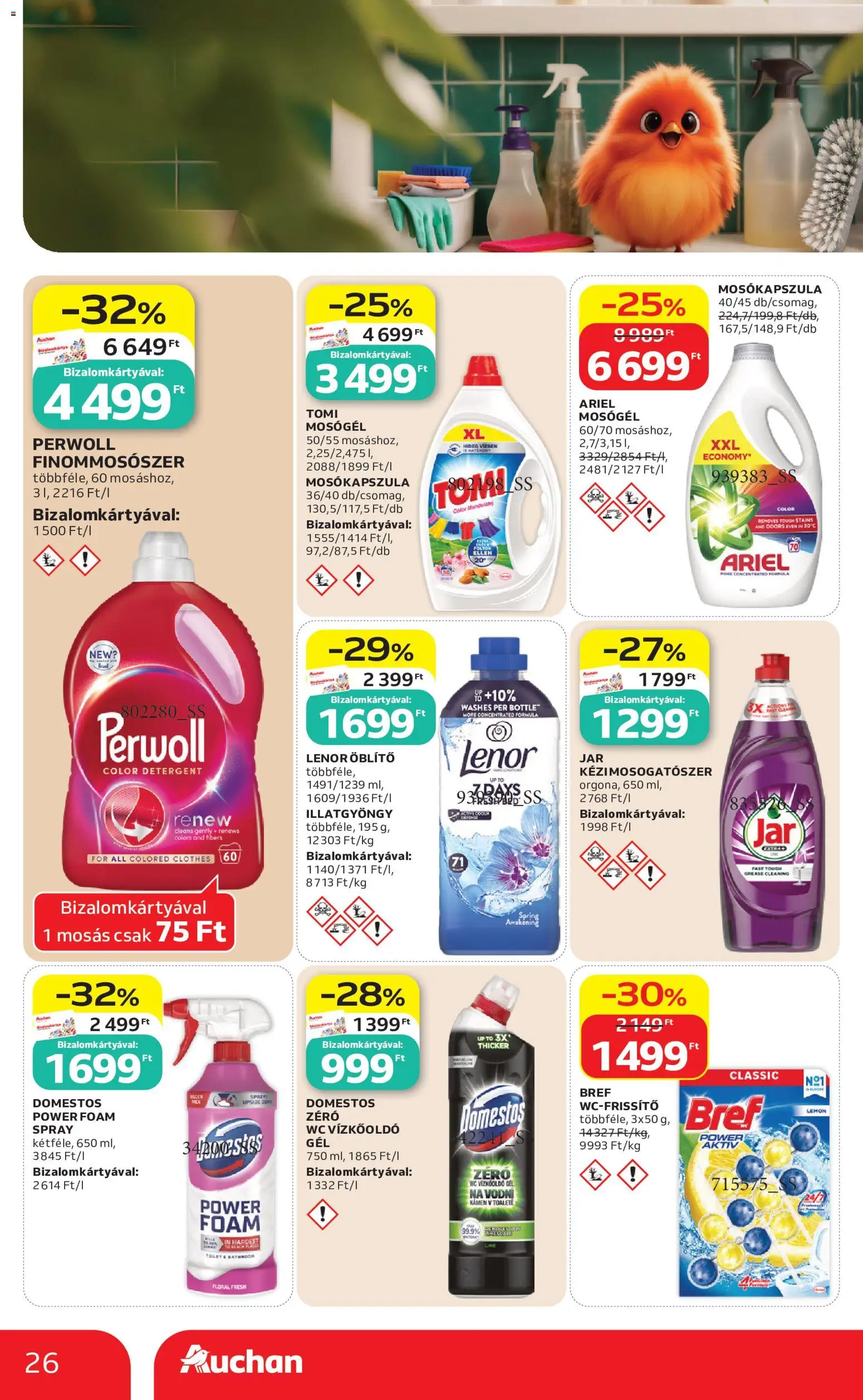 Auchan akciós ujság - amely érvényes a következő dátumtól: 18.06.2026 | Oldal: 26 | Termékek: Ariel, Lime, Mandulatej, Mosókapszula