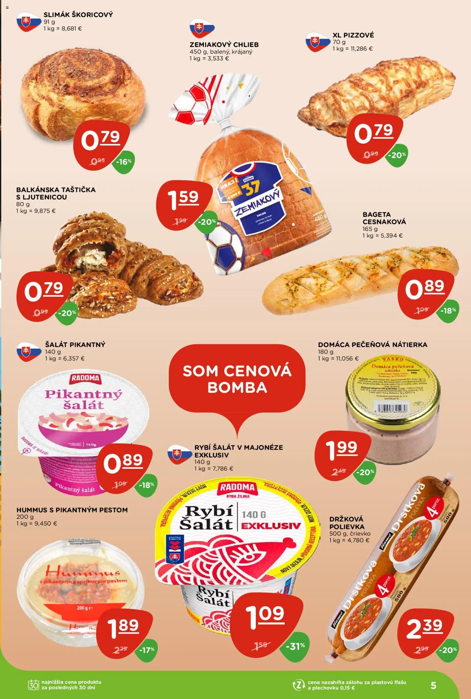 Nové Terno akcie – leták je platný od 11.06.2026 | Strana: 5 | Produkty: Chlieb, Ryba, Šalát