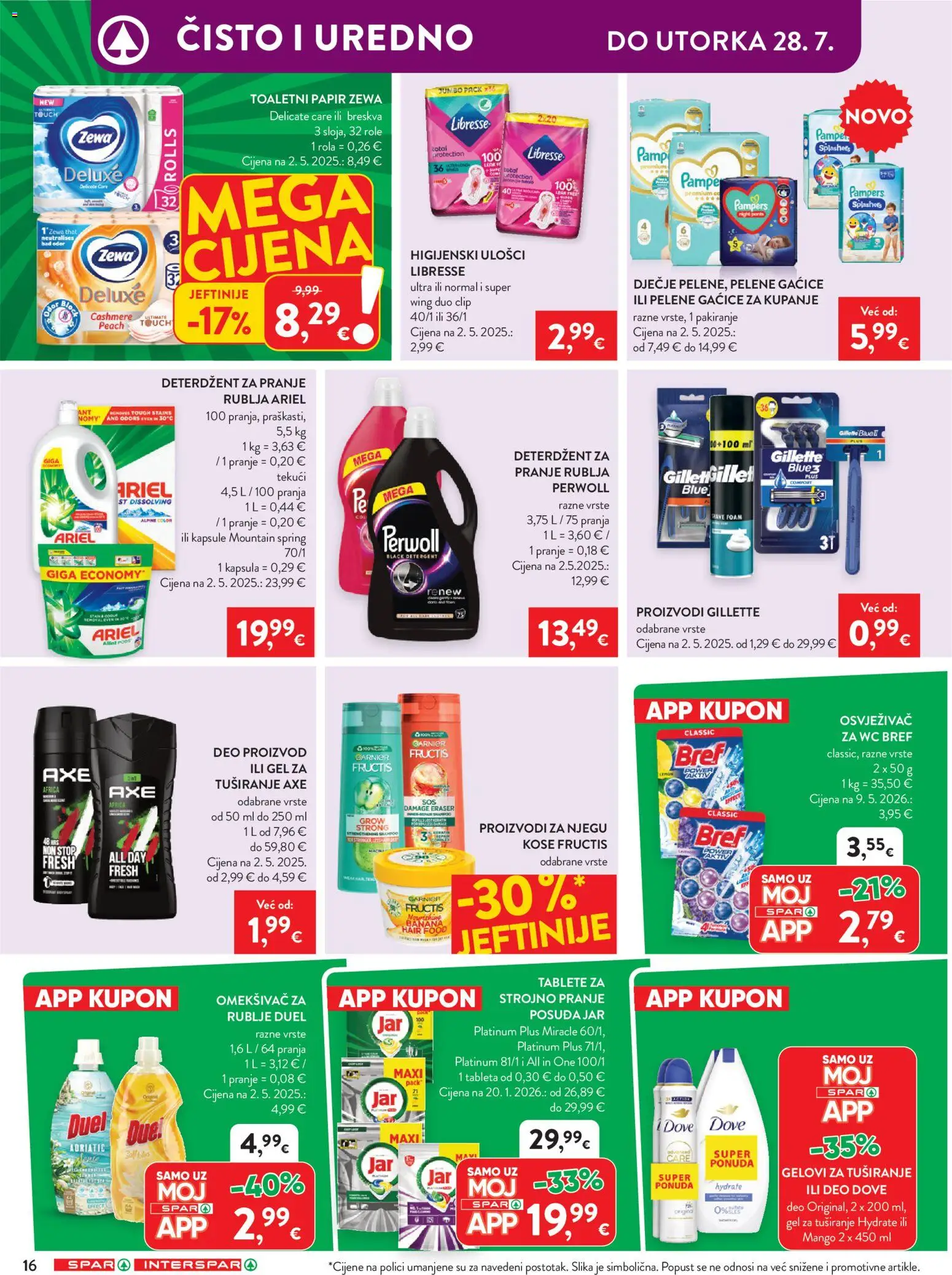 Spar katalog | vrijedi od 22.07.2026 | Stranica: 32 | Proizvodi: Dove, Tableta, Perwoll, Libresse