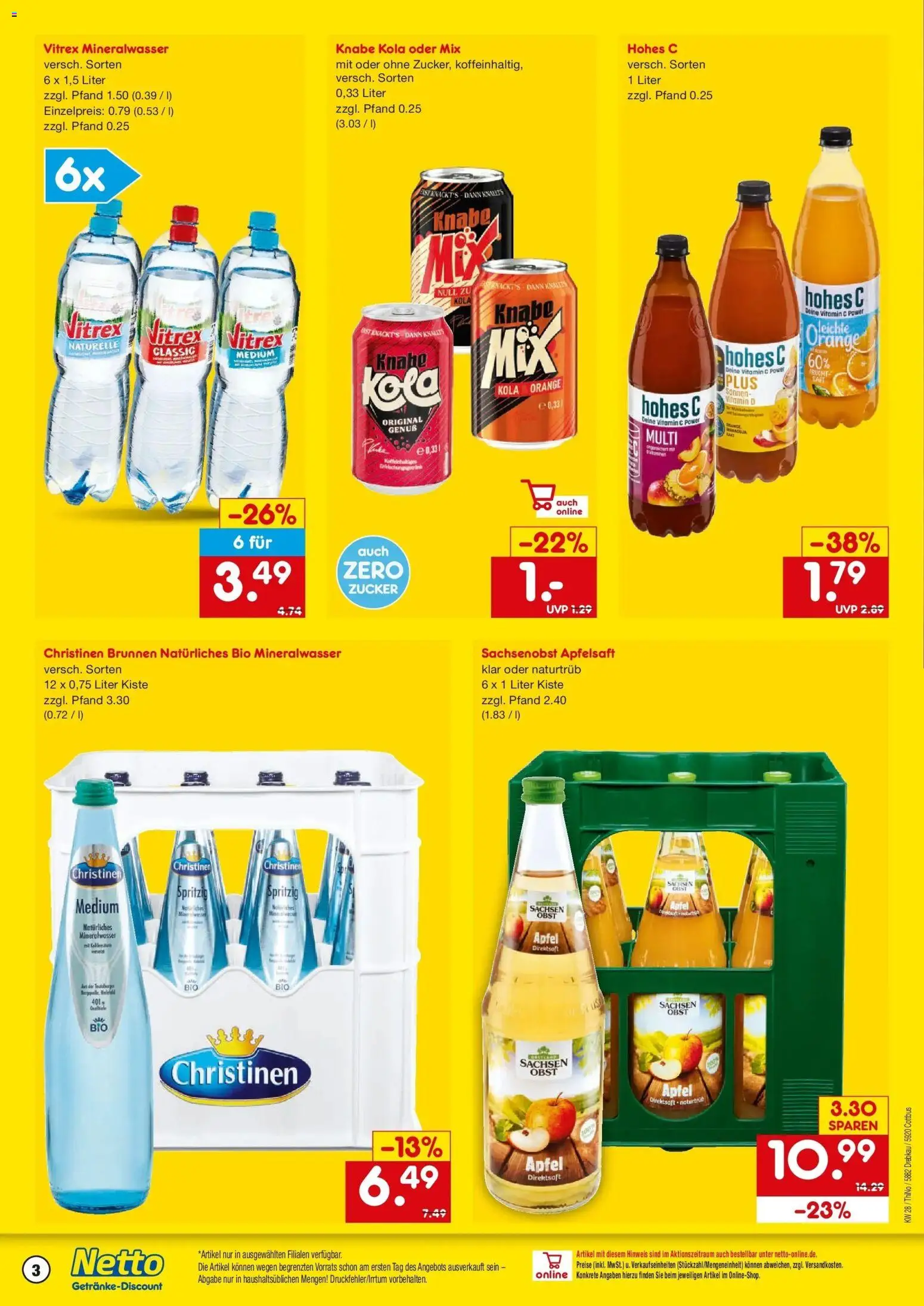Netto Marken-Discount - Netto: Getränkeangebote – gültig ab 05.07.2026 | Seite: 3 | Produkte: Äpfel, Apfelsaft, Mineralwasser, Hohes c