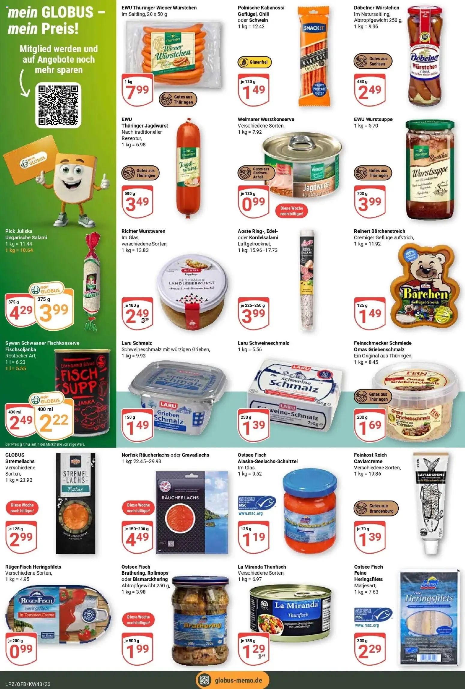 Globus Prospekt Leipzig (ab 19.10.2026) » Angebote online | Seite: 15 | Produkte: Wiener wurstchen, Thunfisch, Chili, Salami