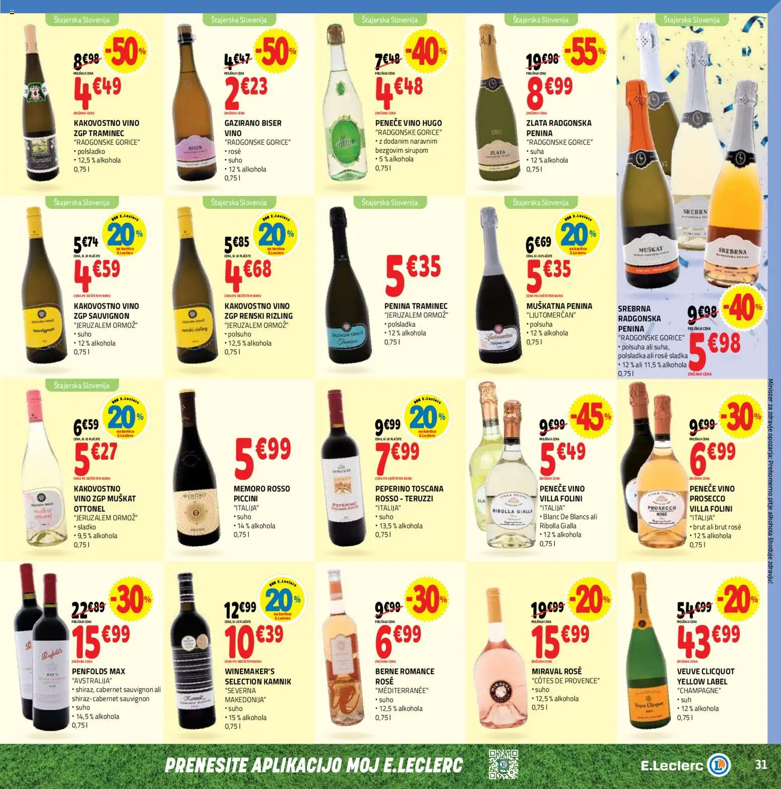 Novi E.leclerc katalog ponudbe – veljaven od 10.06.2026 | Stran: 31 | Izdelki: Penina, Vino