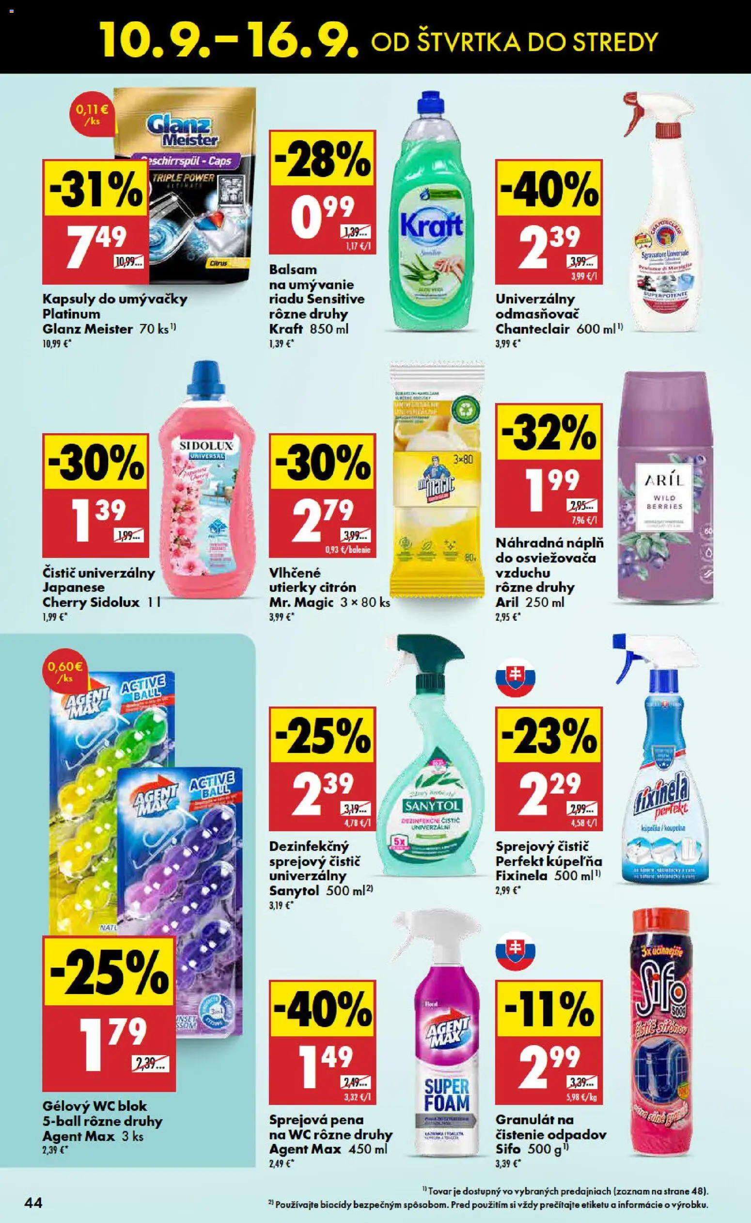 Nové Biedronka akcie – leták je platný od 10.09.2026 | Strana: 44 | Produkty: Kúpelňa, Wc, Kapsuly do umývačky riadu, Wc blok