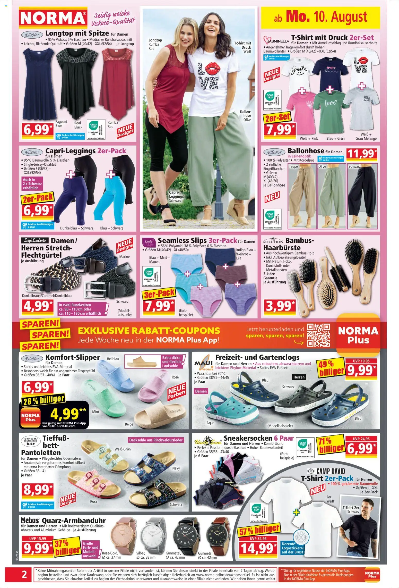 Norma Prospekt – gültig ab 10.08.2026 | Seite: 2 | Produkte: Bett, Hose, Leggings