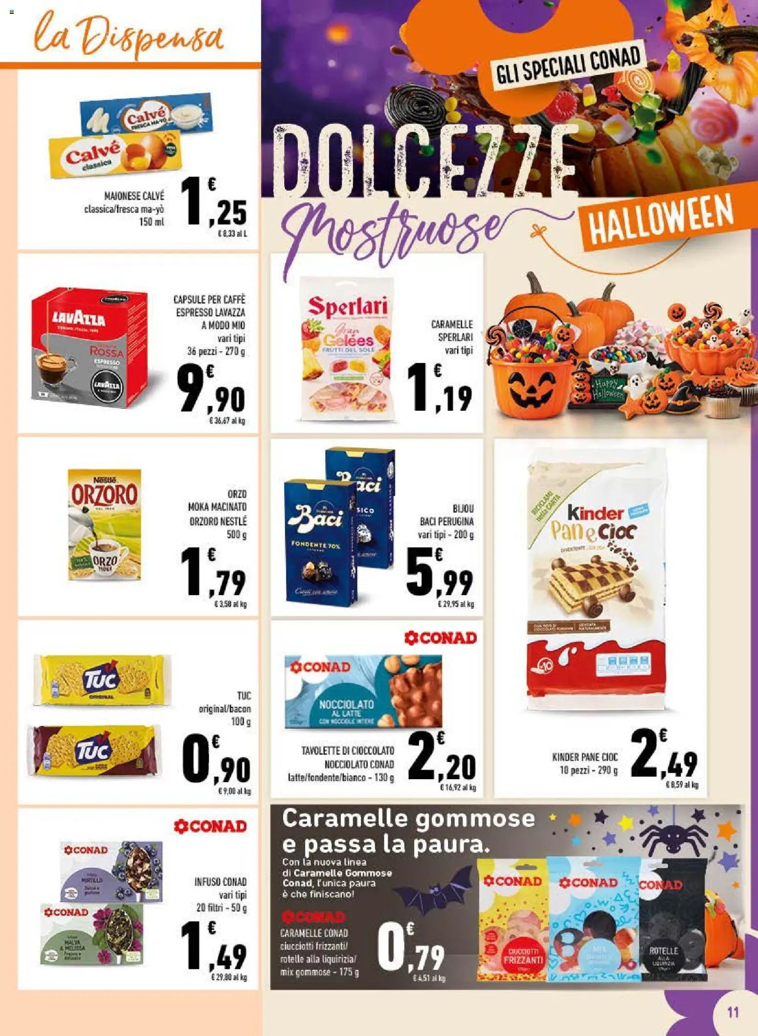 Volantino Conad del 21/10/2026 | Pagina: 11 | Prodotti: Pane, Caffè, Caramelle, Macinato