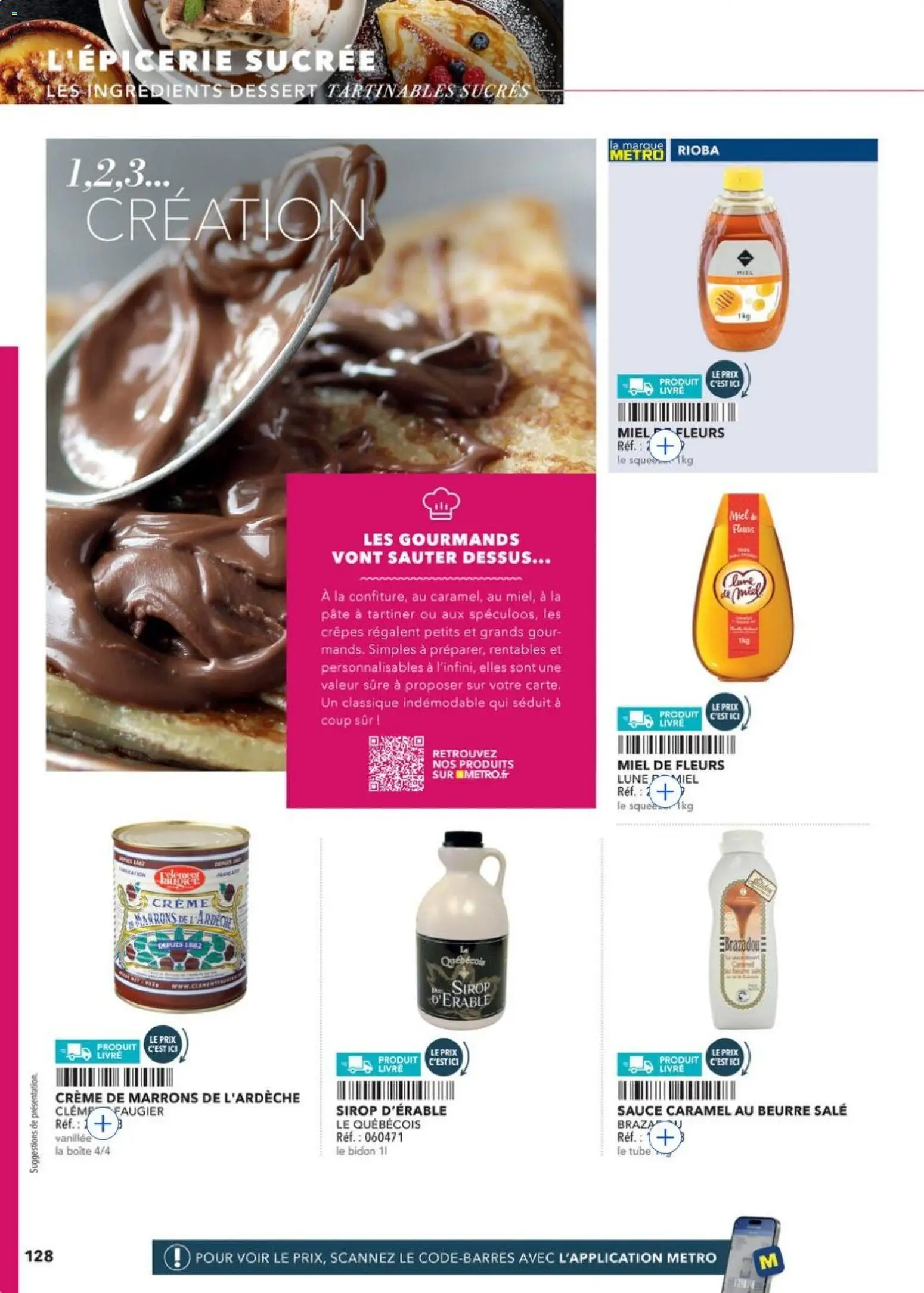 {H1} | Page: 128 | Produits: Pâte à tartiner, Miel, Livre, Crème