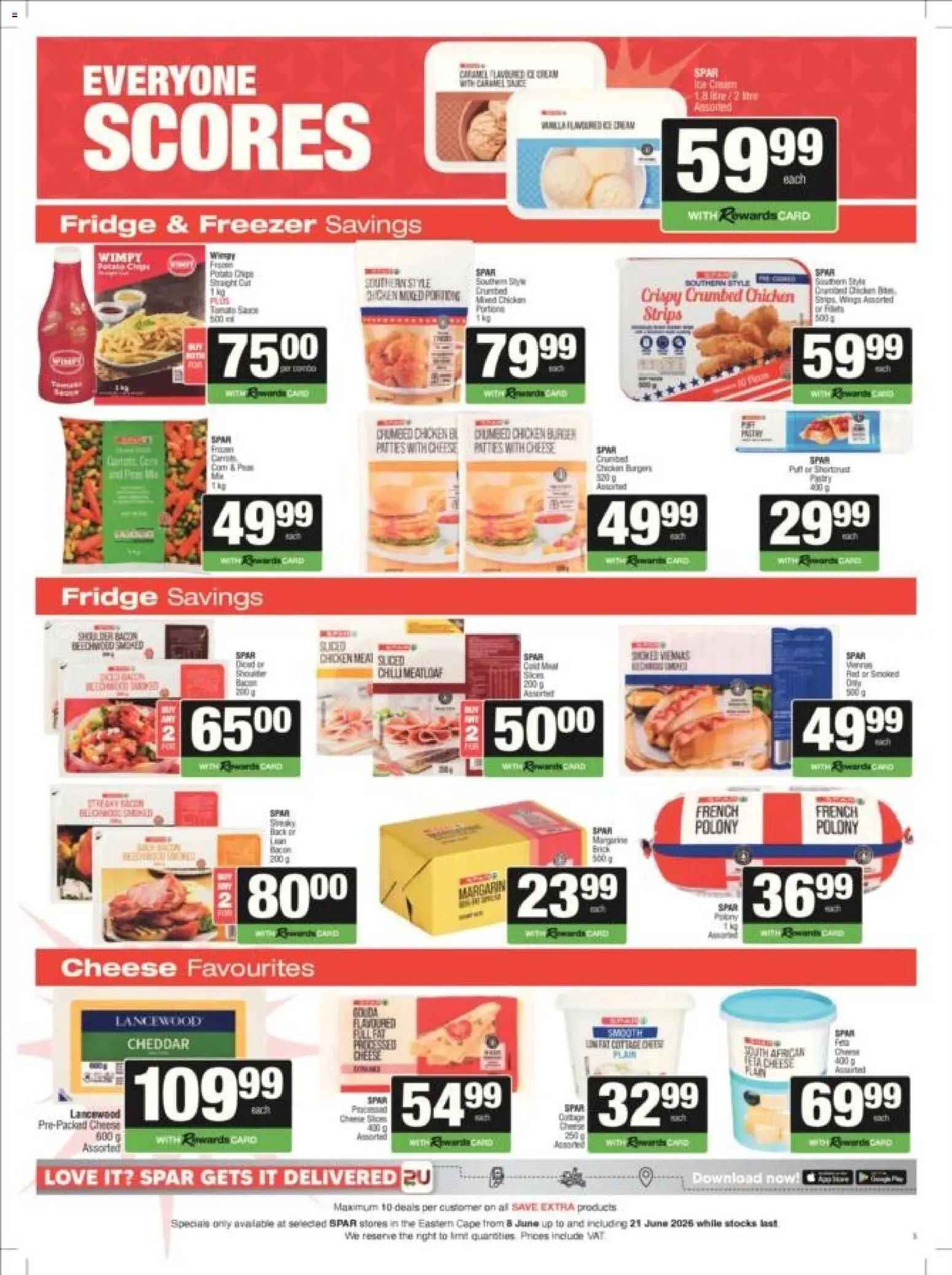 New Spar catalogue – valid from 08.06.2026 | Page: 8 | Products: Fridge, Cheese, Chicken, Bacon