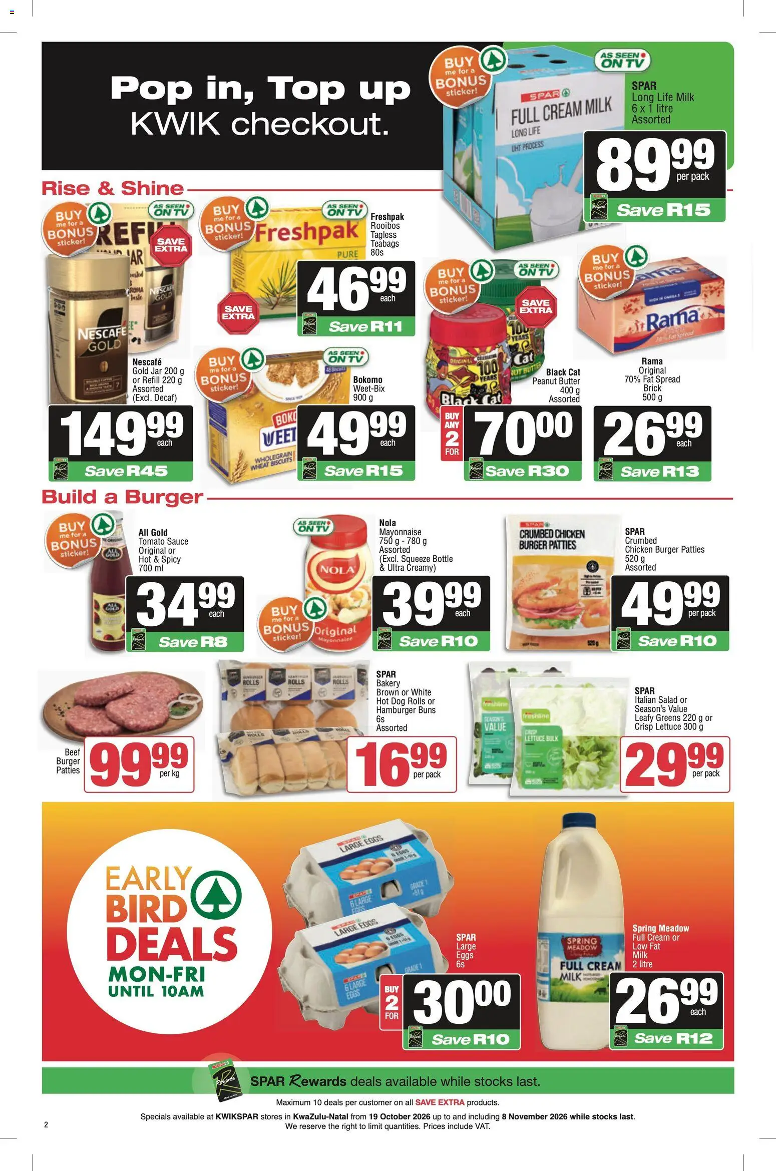 New KWIKSPAR catalogue – valid from 19/10/2026 | Page: 2 | Products: Eggs, Peanut butter, Mayonnaise, Sauce