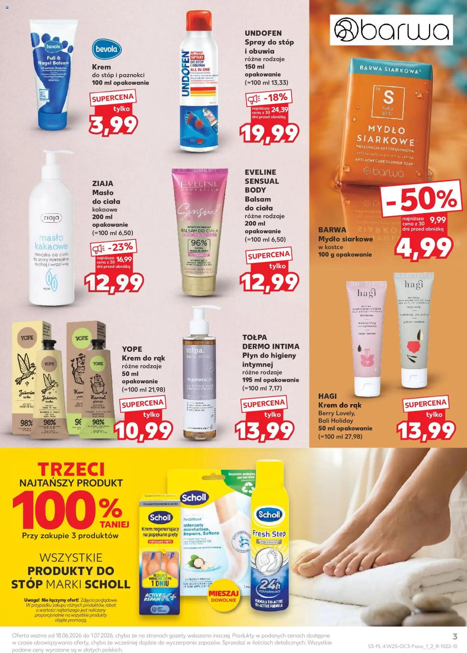 Kaufland Polsko leták - Drogerię od 18.06.2026 | Strana: 3 | Produkty: Mýdlo, Krém, Bevola, Body