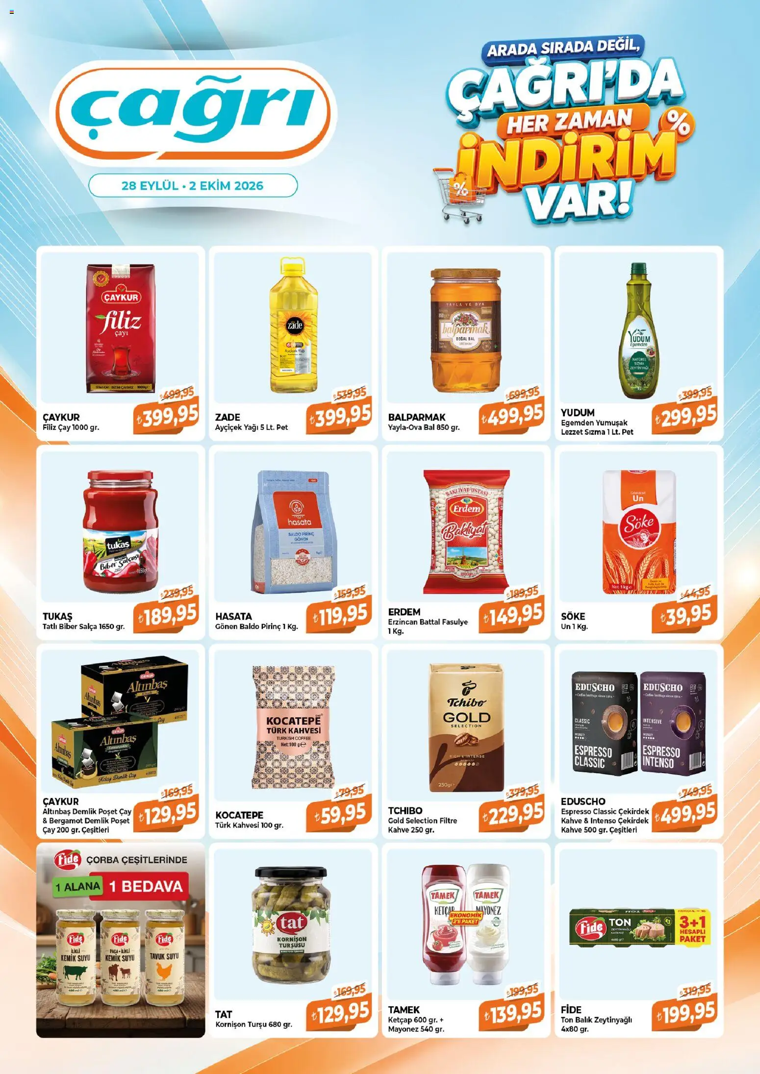 Çağrı Market Katalog - 28 Eylül 2026 tarihinden itibaren geçerlidir | Sayfa: 1 | Ürünler: Tavuk suyu, Çay, Biber, Demlik
