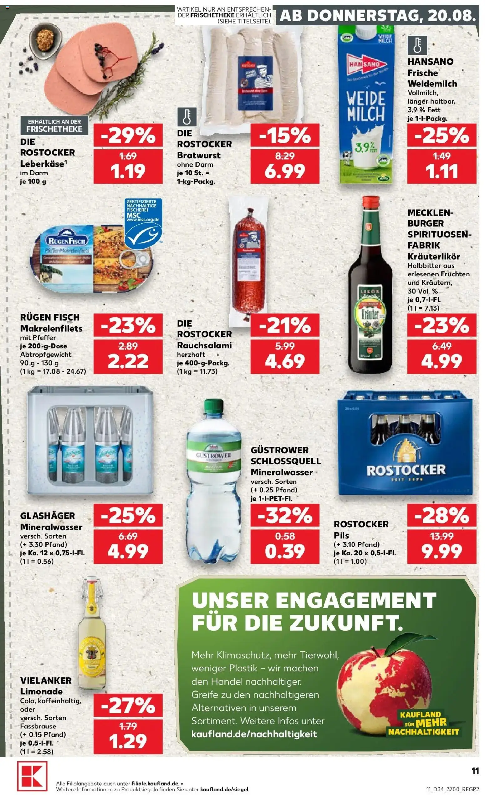 Prospekt Kaufland ab 17.08.2026 » Angebote Online zum Blättern | Seite: 22 | Produkte: Milch, Bratwurst, Mineralwasser, Fisch