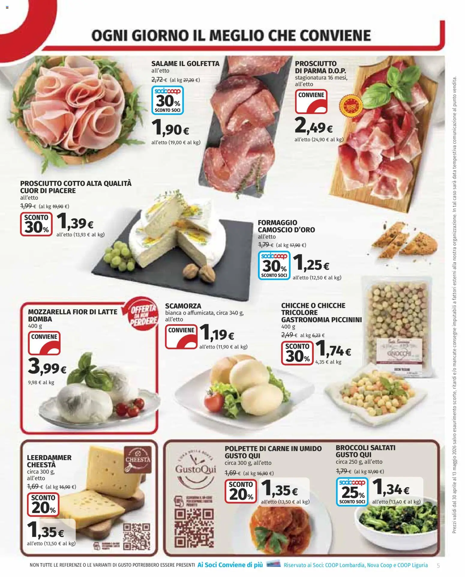 Volantino COOP del 30.04.2026 | Pagina: 5 | Prodotti: Salame, Latte, Formaggio, Prosciutto