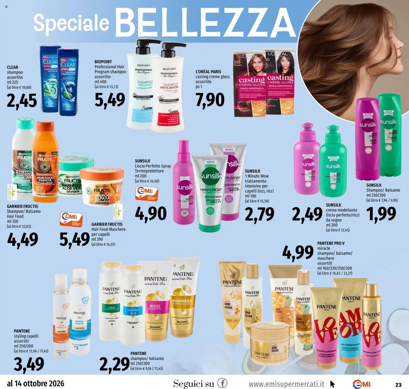 Volantino EMI del 01/10/2026 | Pagina: 23 | Prodotti: Shampoo, Lacca, Maschere, Aloe vera