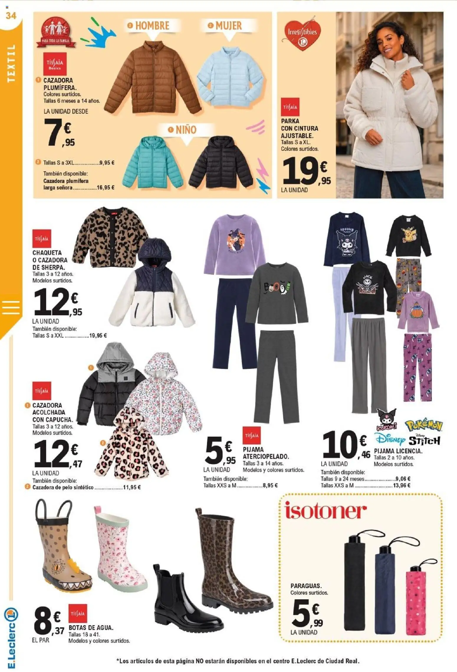 E.Leclerc - Soria │ válido desde el 21/10/2026 | Página: 34 | Productos: Chaqueta, Pijama, Botas, Cazadora acolchada