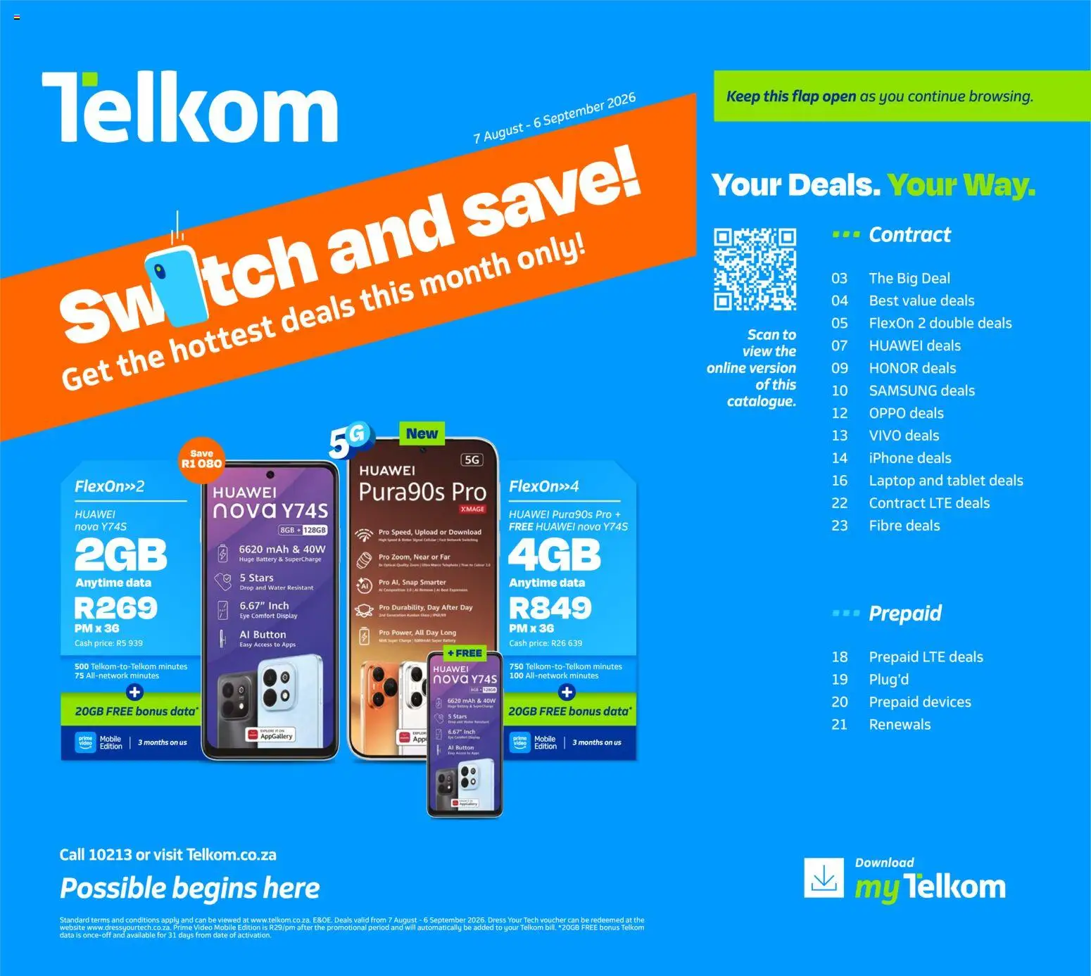 New Telkom catalogue – valid from 07/08/2026 | Page: 1 | Products: Dress, Tablet, Switch, Water