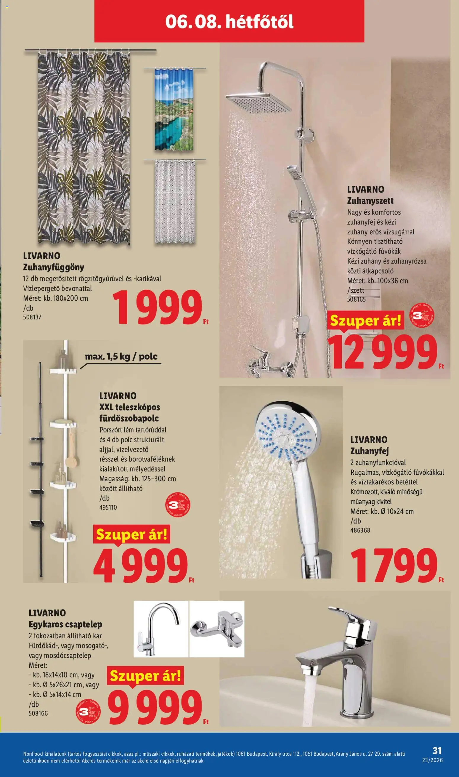 Lidl akciós ujság - amely érvényes a következő dátumtól: 04.06.2026 | Oldal: 31 | Termékek: Csaptelep, Játékok, Polc, Zuhany