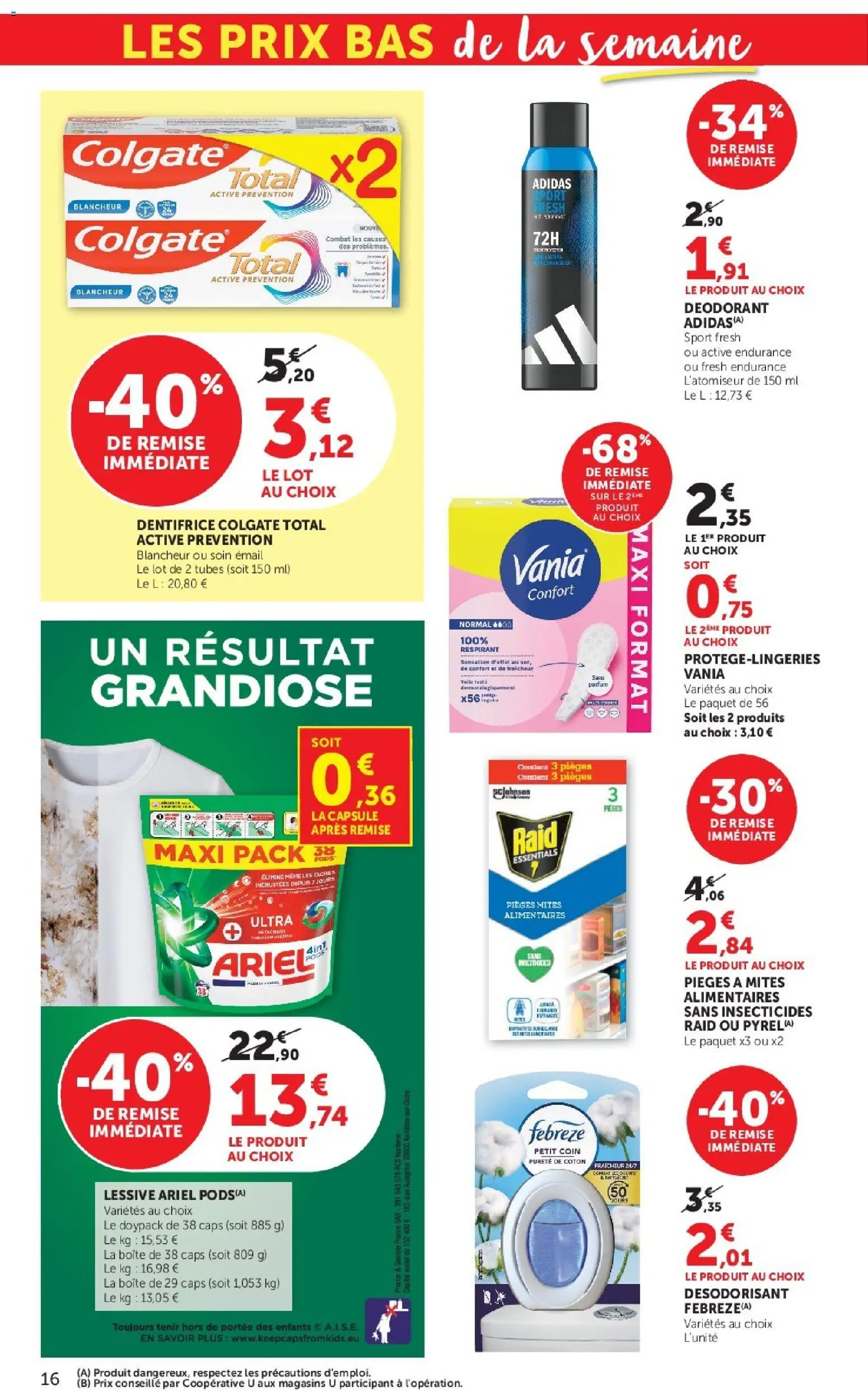 {H1} | Page: 16 | Produits: Ariel, Lessive Ariel, Dentifrice, Lessive