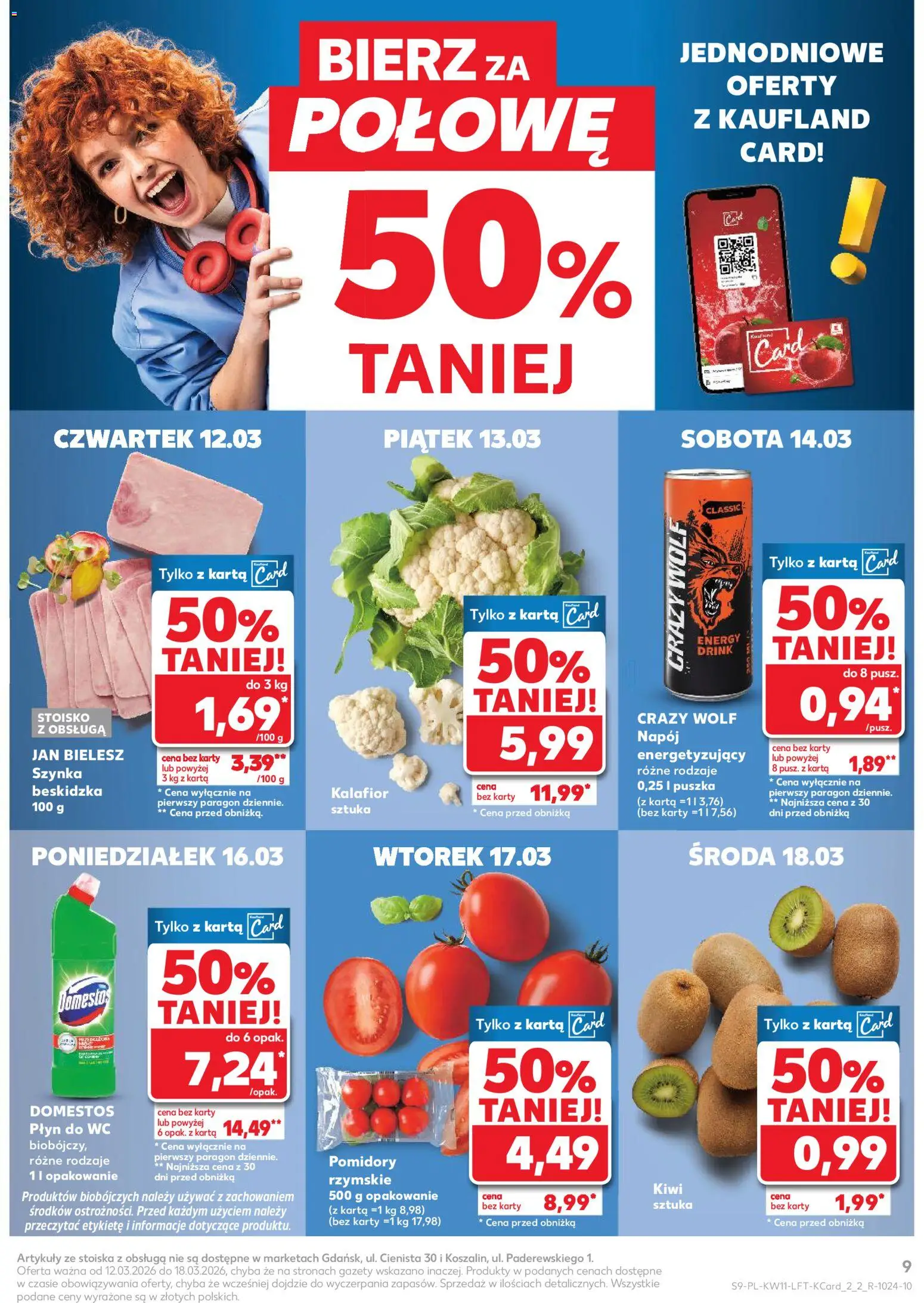Kaufland Polsko leták od 12.03.2026 | Strana: 9 | Produkty: Crazy Wolf, Domestos, Karty, Wc
