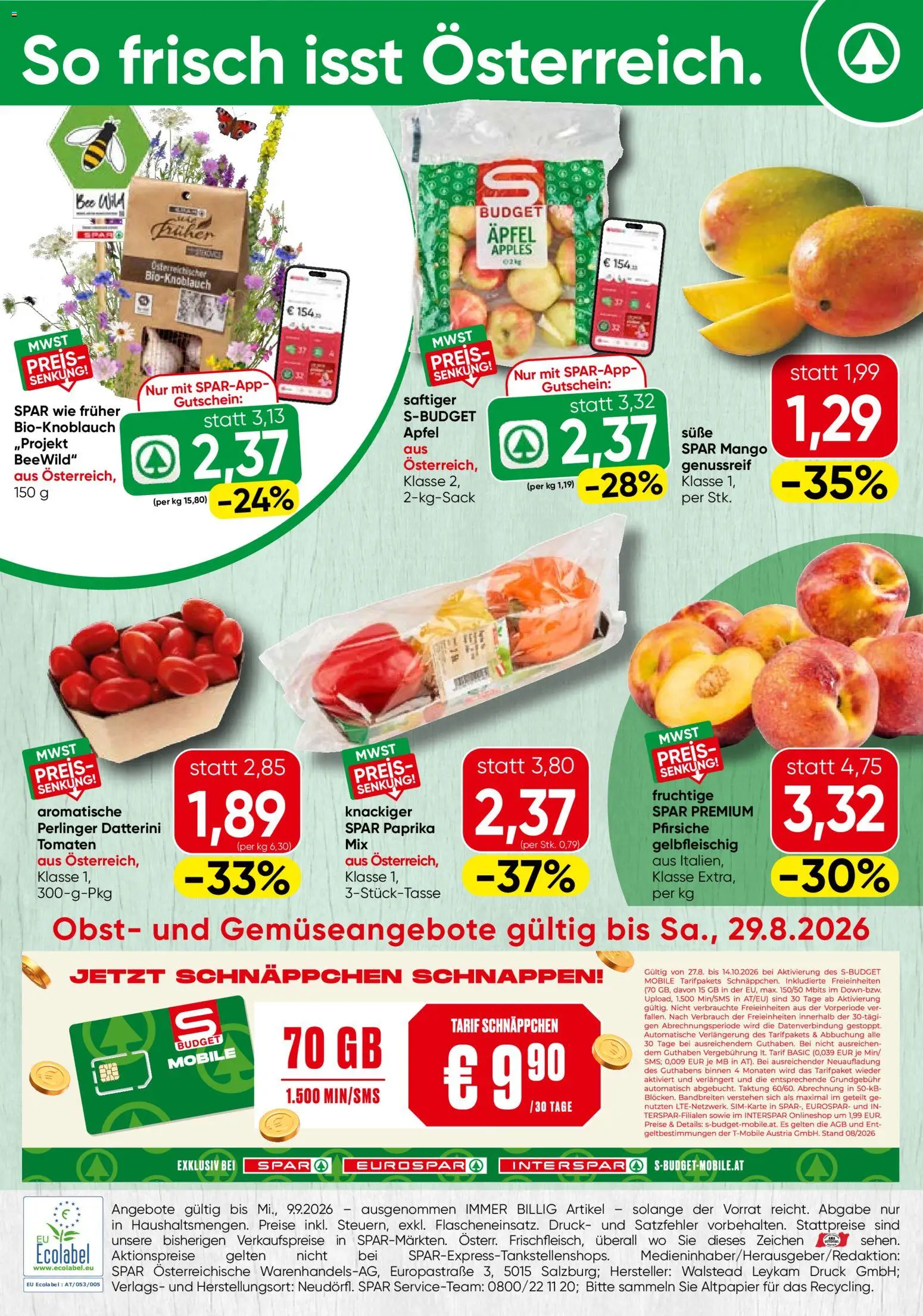 Spar Obst & Gemüse gültig ab 24.08.2026 | Seite: 1