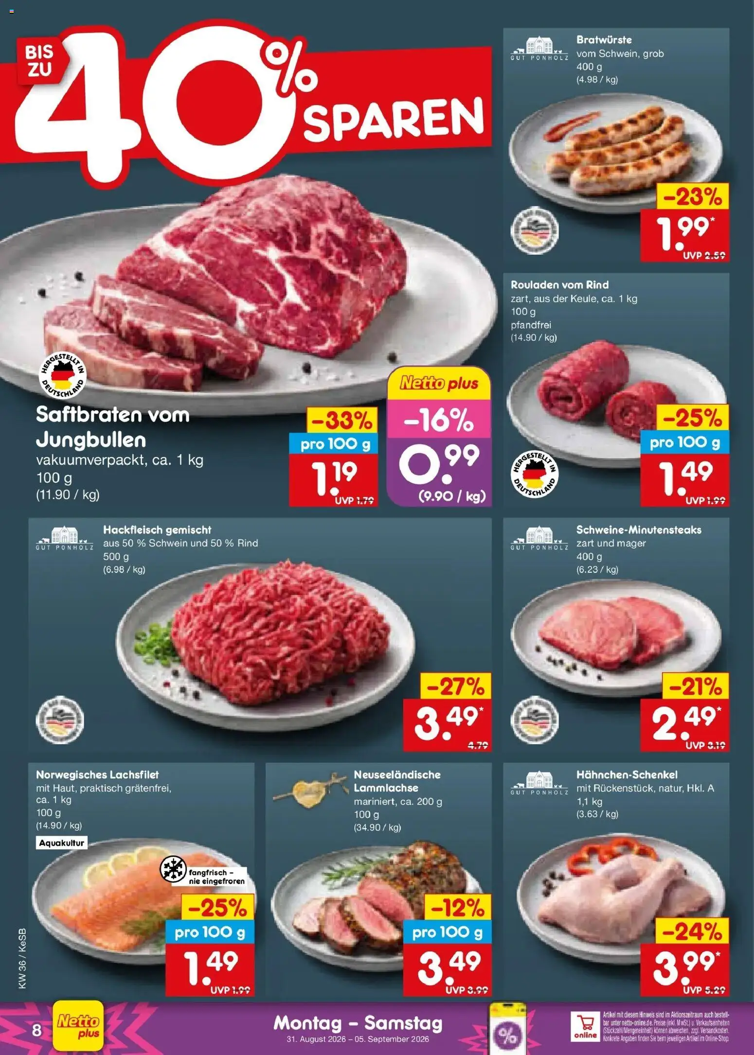 Netto Marken-Discount Prospekt Bonn (ab 31.08.2026) » Angebote | Seite: 10 | Produkte: Hahnchenschenkel, Hackfleisch