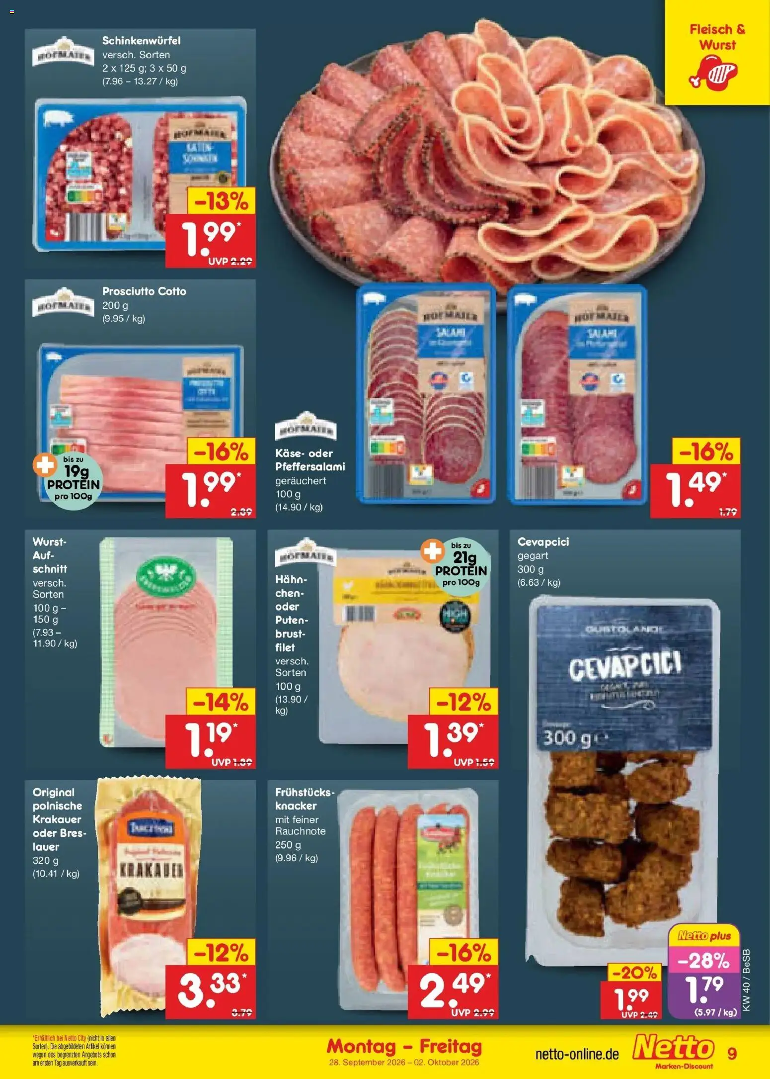 Netto Marken-Discount Prospekt Kremmen – gültig ab 28.09.2026 | Seite: 11 | Produkte: Käse, Cevapcici, Wurst, Fleisch
