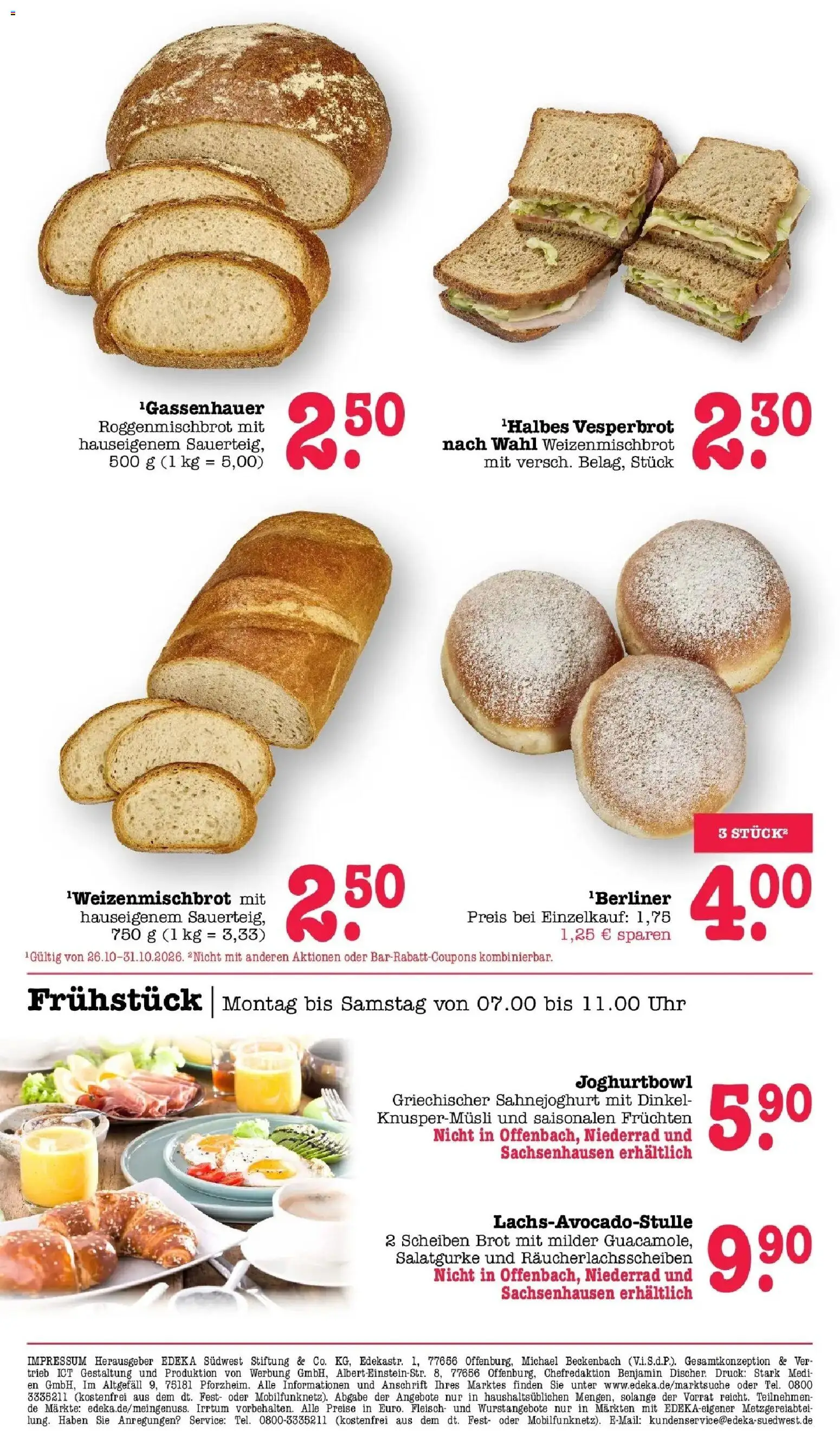 E center Prospekt Mainz-Weisenau (ab 26.10.2026) zum Blättern | Seite: 10 | Produkte: Berliner, Brot, Fleisch, Uhr