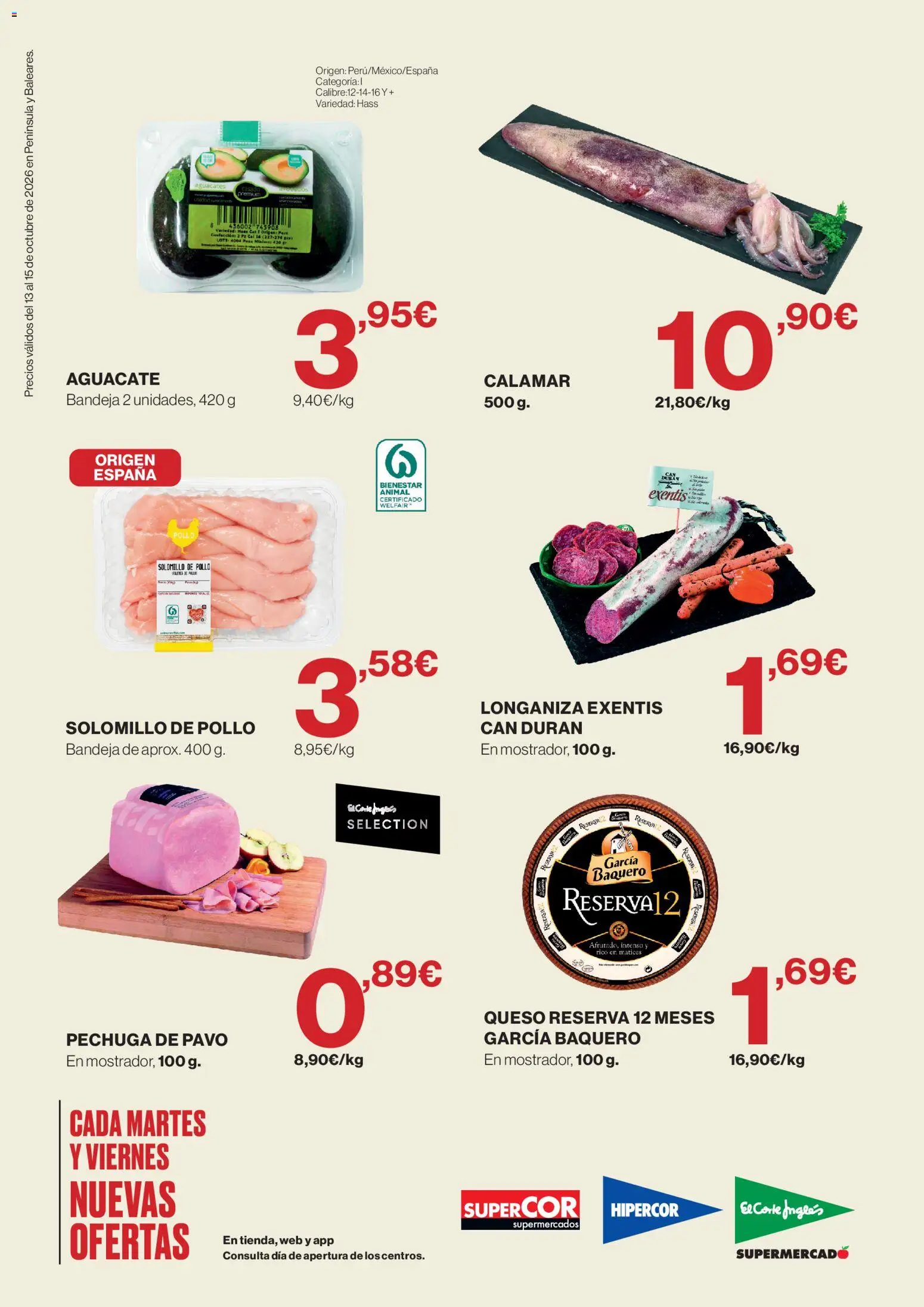 Supercor Península y Baleares │ válido desde el 13/10/2026 | Página: 2 | Productos: Aguacate, Queso, Pollo, Pavo