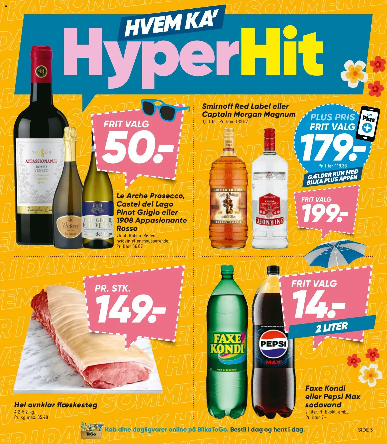 Bilka tilbudsavis – gyldig fra 17/07/2026 | Side: 3 | Produkter: Flæskesteg, Faxe Kondi, Pepsi, Pepsi Max