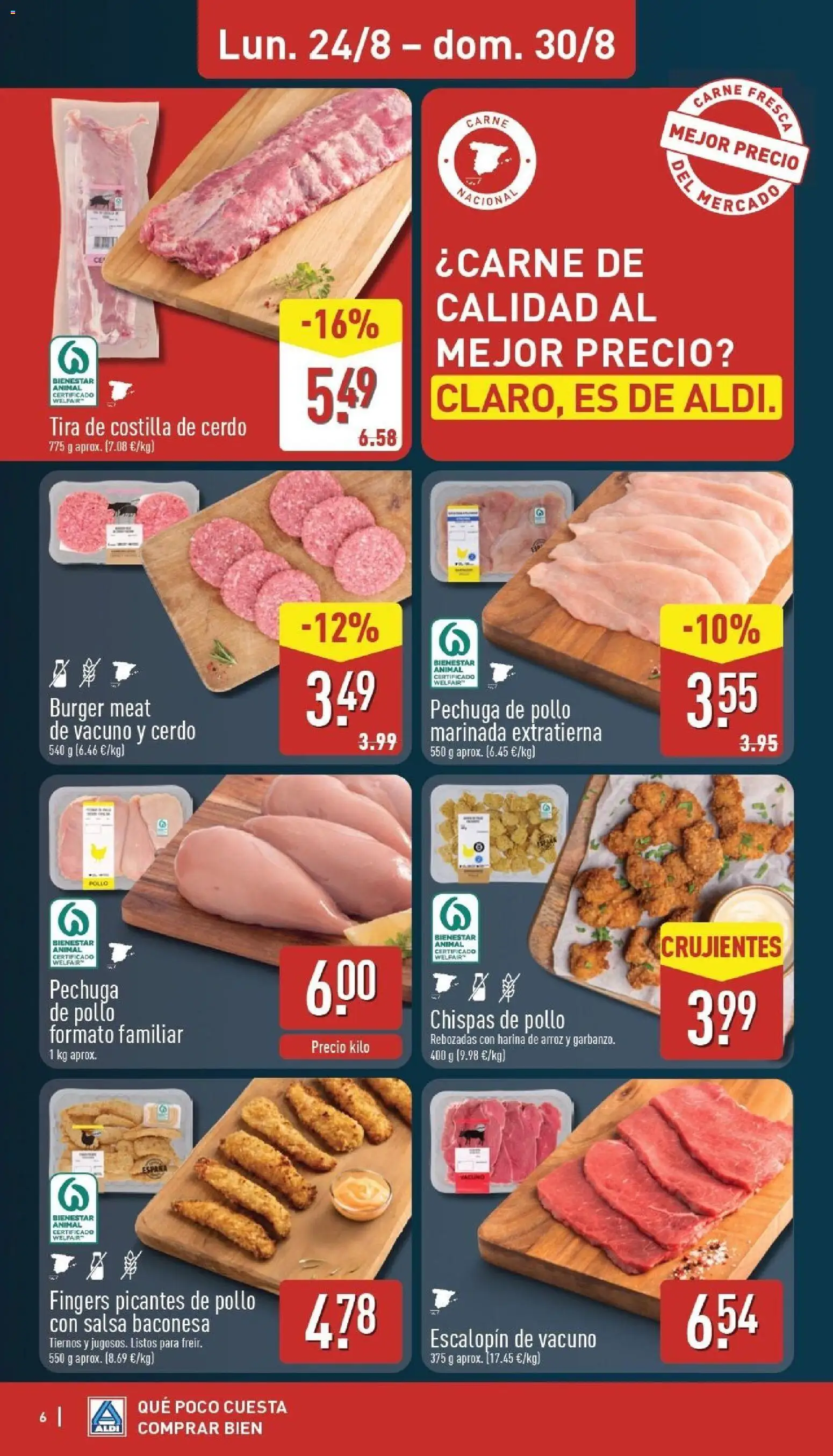 Aldi folleto Península │ válido desde el 24/08/2026 | Página: 6 | Productos: Harina, Arroz, Costilla de cerdo, Carne