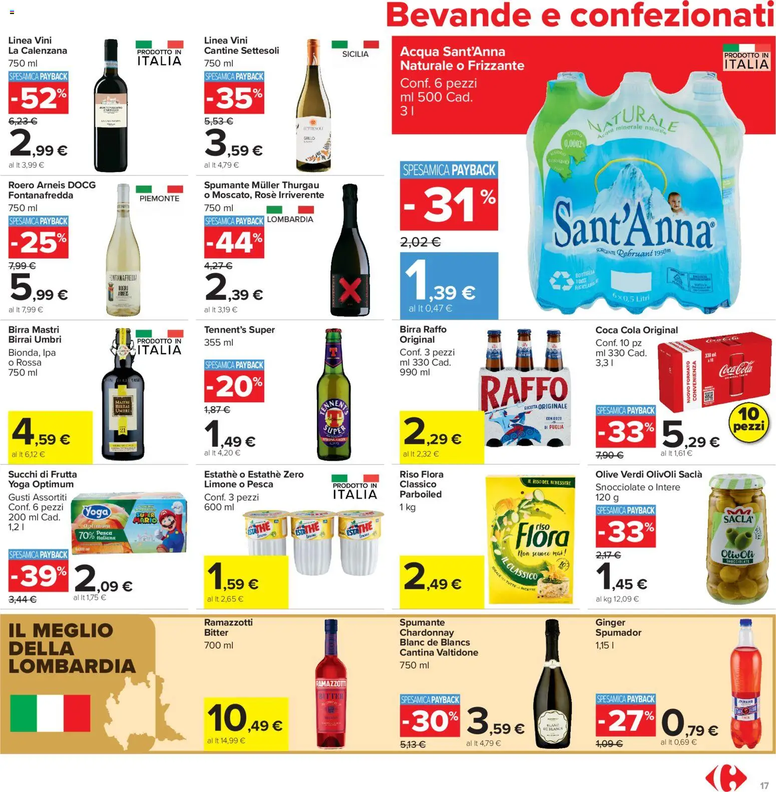 Volantino Carrefour del 13/07/2026 | Pagina: 17 | Prodotti: Birra, Olive, Bottiglia, Coca Cola